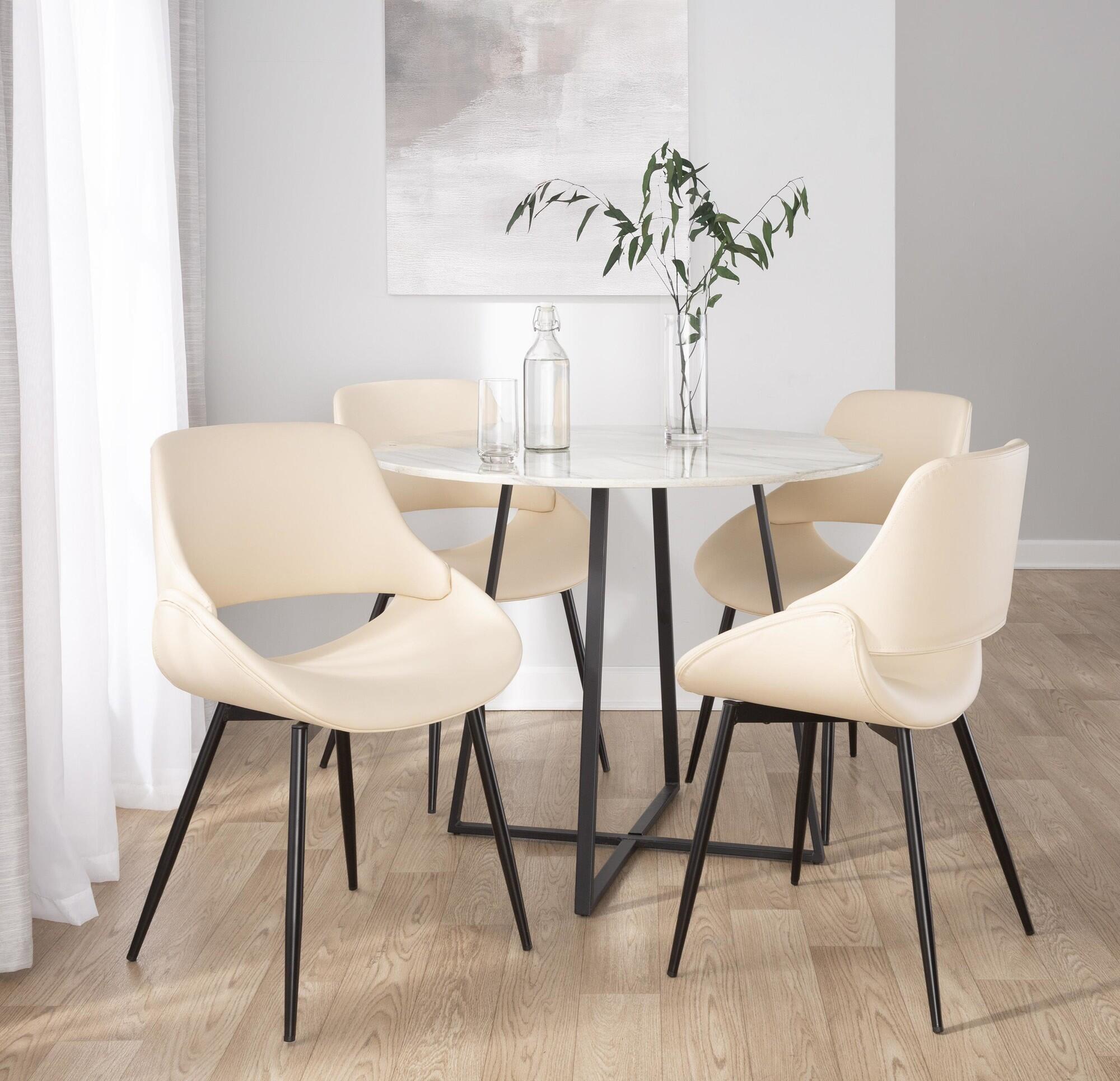 LumiSource Fabrizzi Dining Chair (Set of 2), Black/Cream, rollover