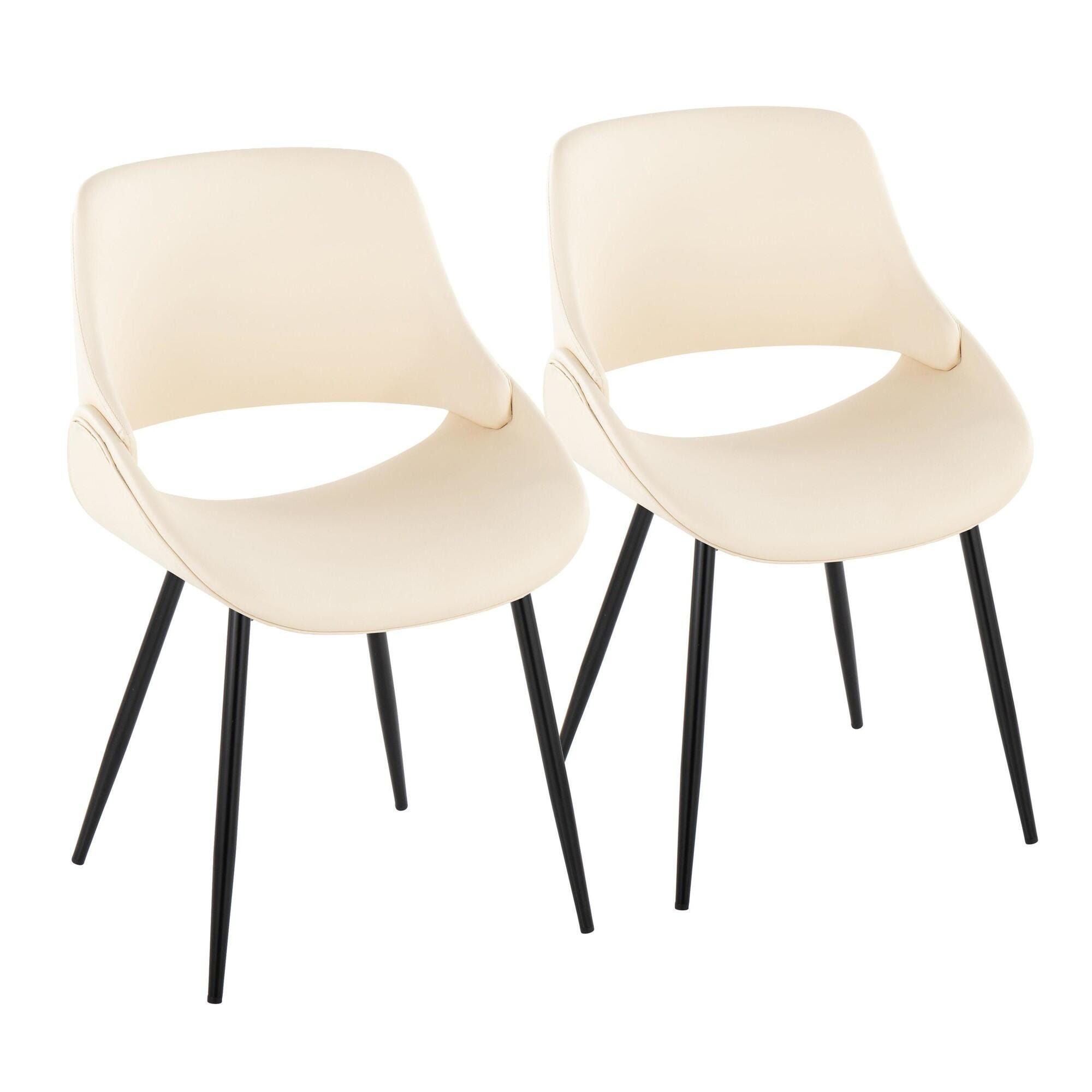 LumiSource Fabrizzi Dining Chair (Set of 2), Black/Cream, large