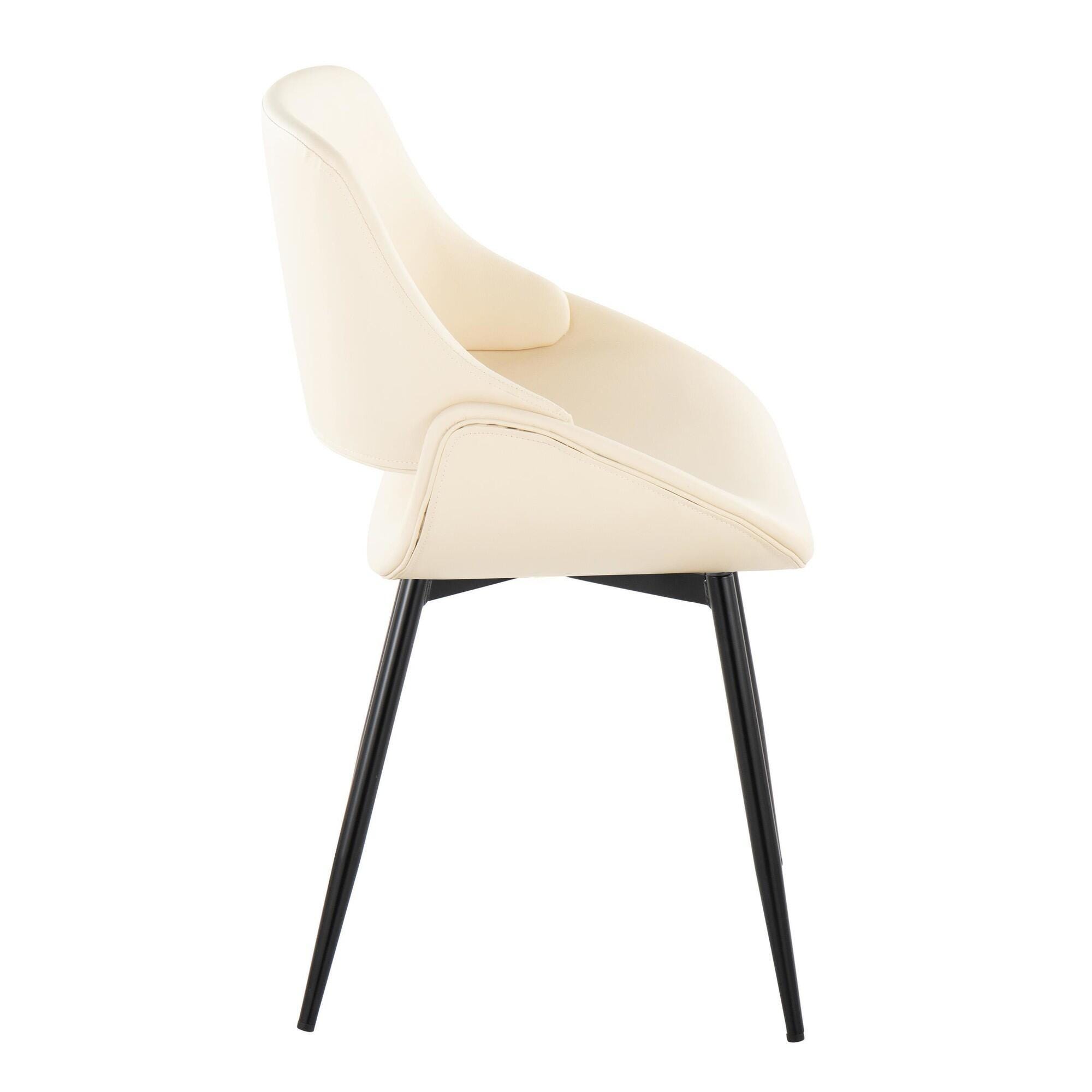 LumiSource Fabrizzi Dining Chair (Set of 2), Black/Cream, large