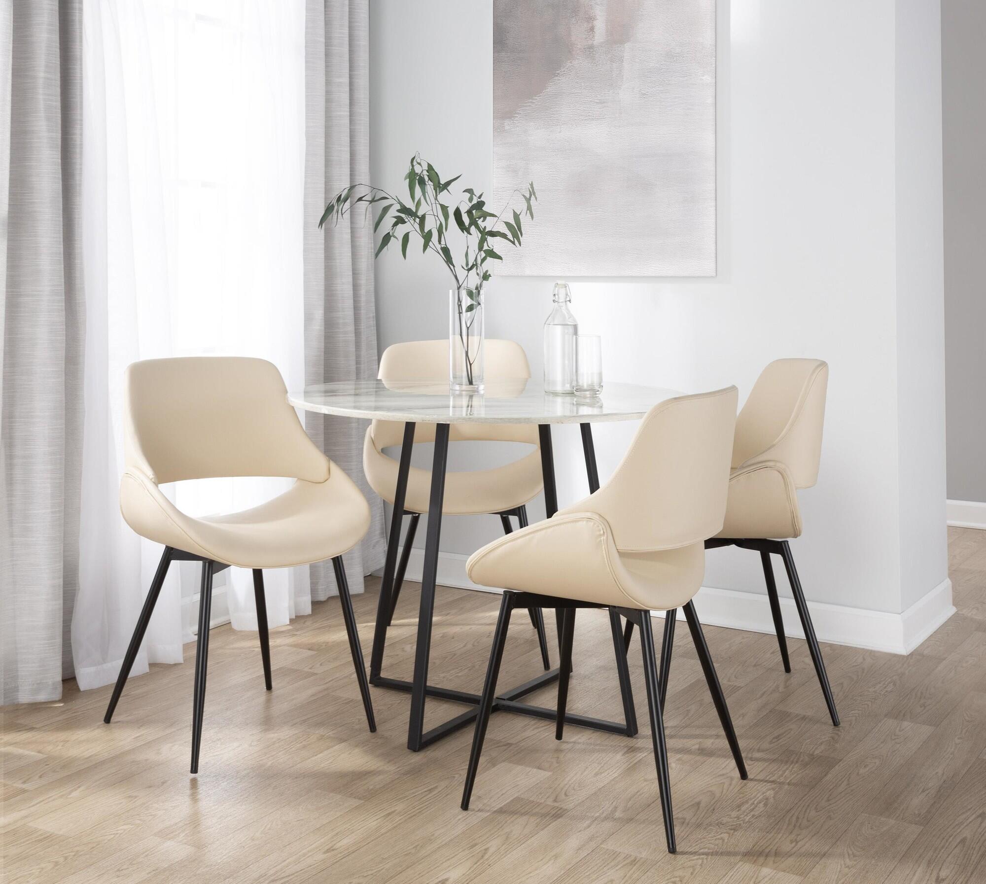 LumiSource Fabrizzi Dining Chair (Set of 2), Black/Cream, large