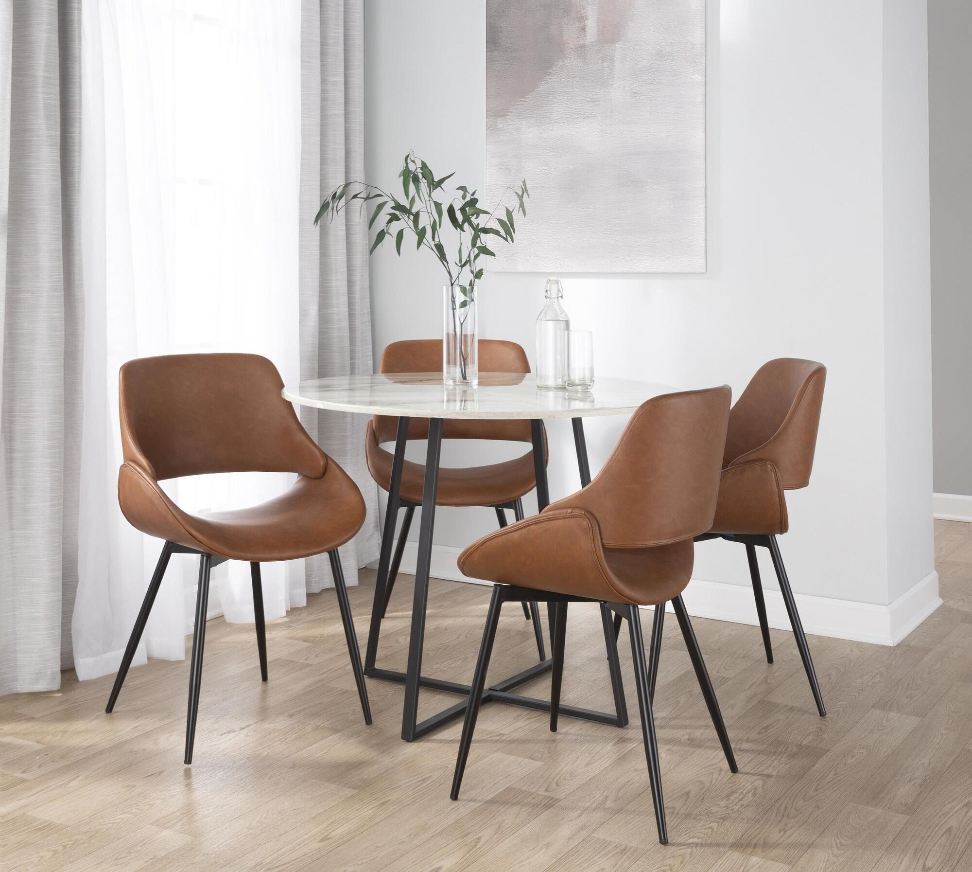 LumiSource Fabrizzi Dining Chair (Set of 2), Black/Camel, rollover