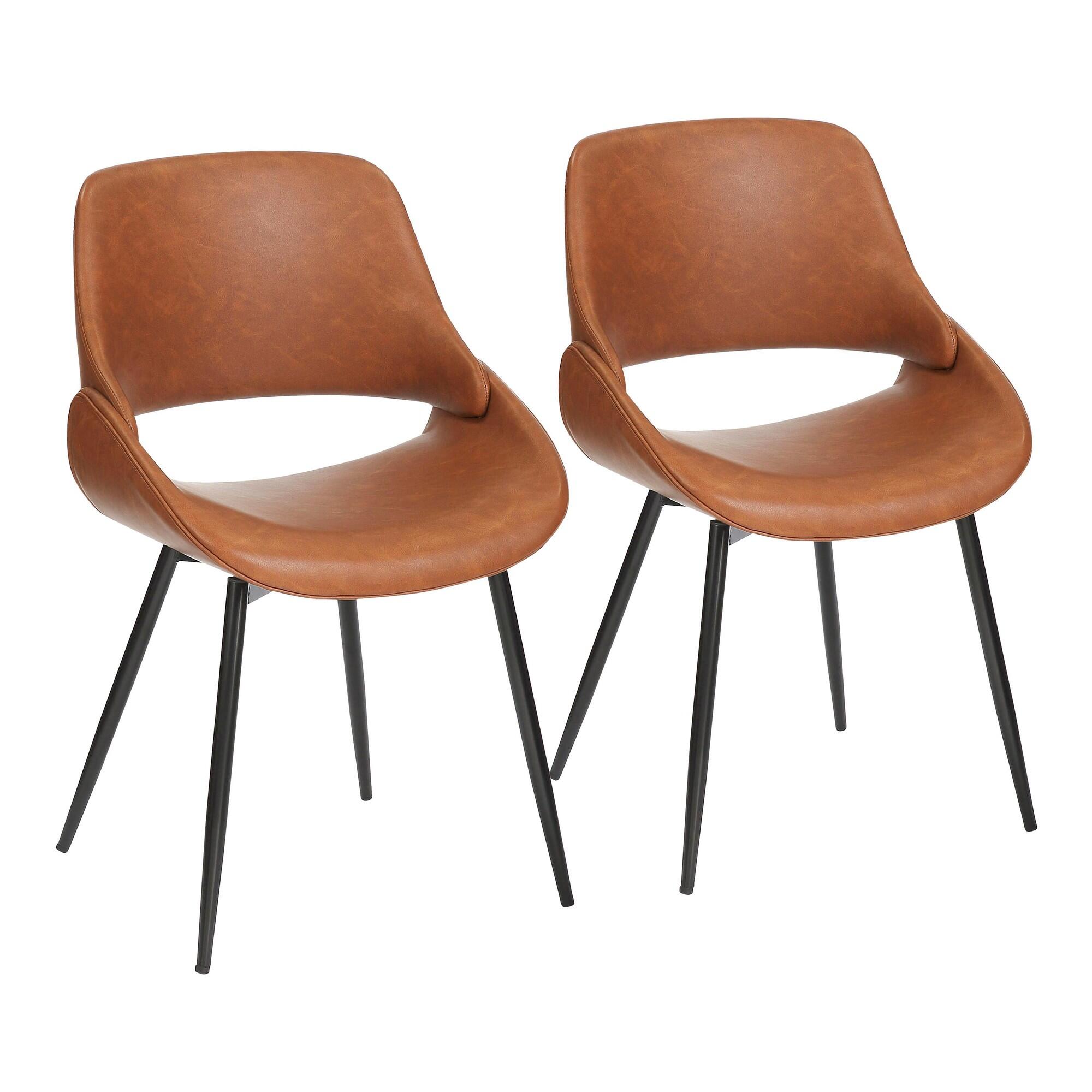 LumiSource Fabrizzi Dining Chair (Set of 2), Black/Camel, large