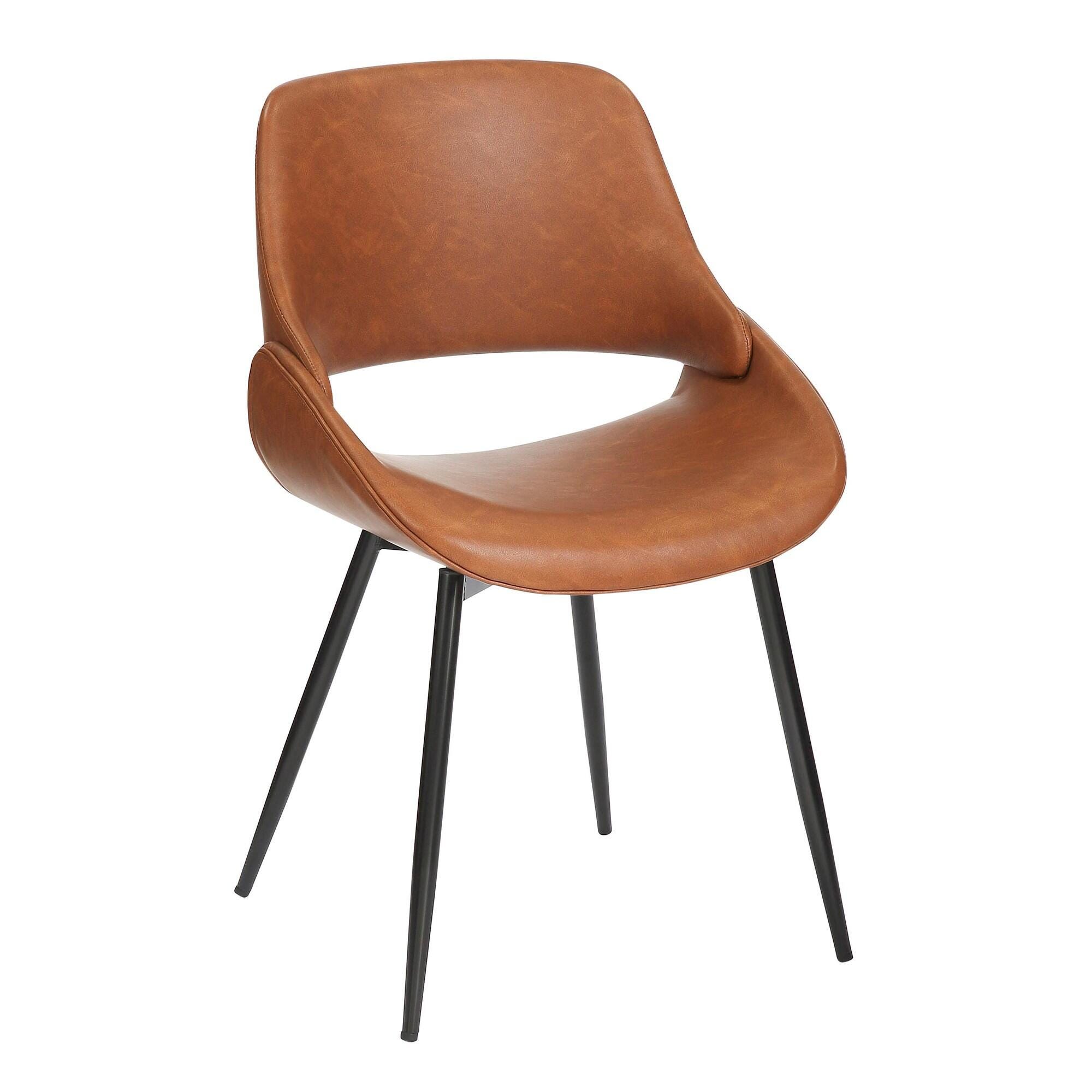 LumiSource Fabrizzi Dining Chair (Set of 2), Black/Camel, large
