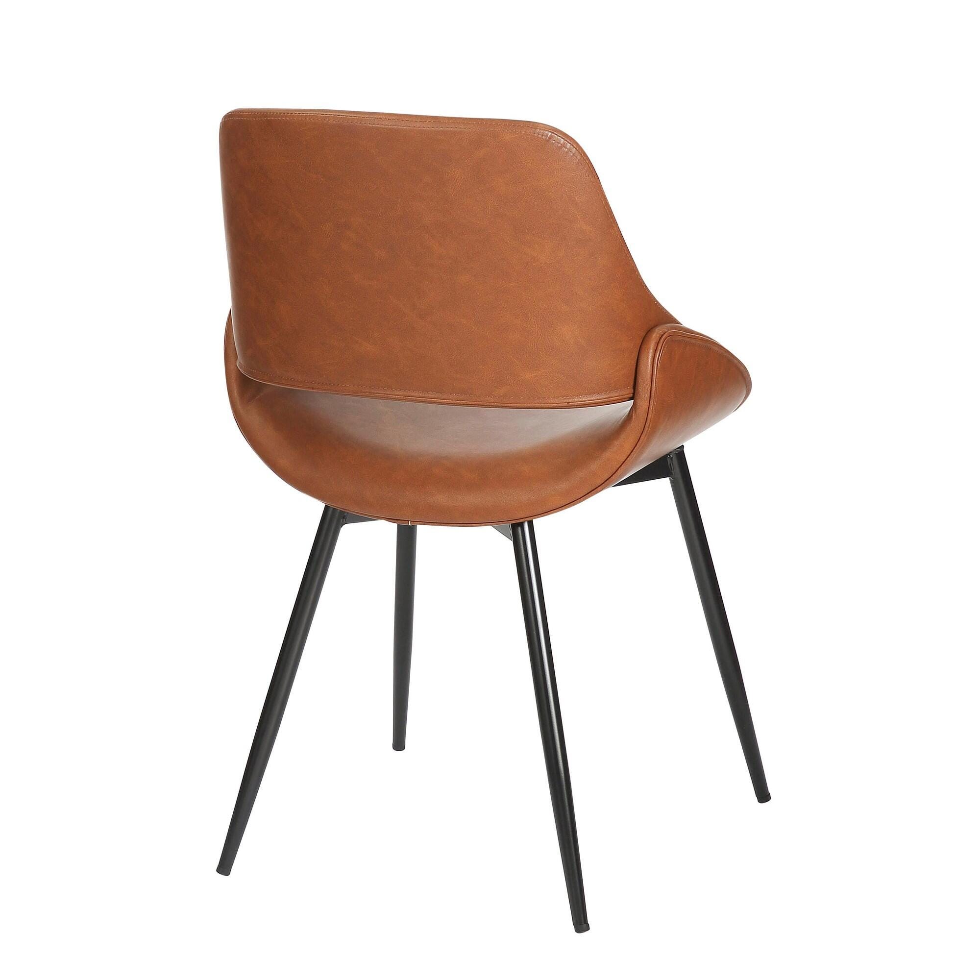 LumiSource Fabrizzi Dining Chair (Set of 2), Black/Camel, large