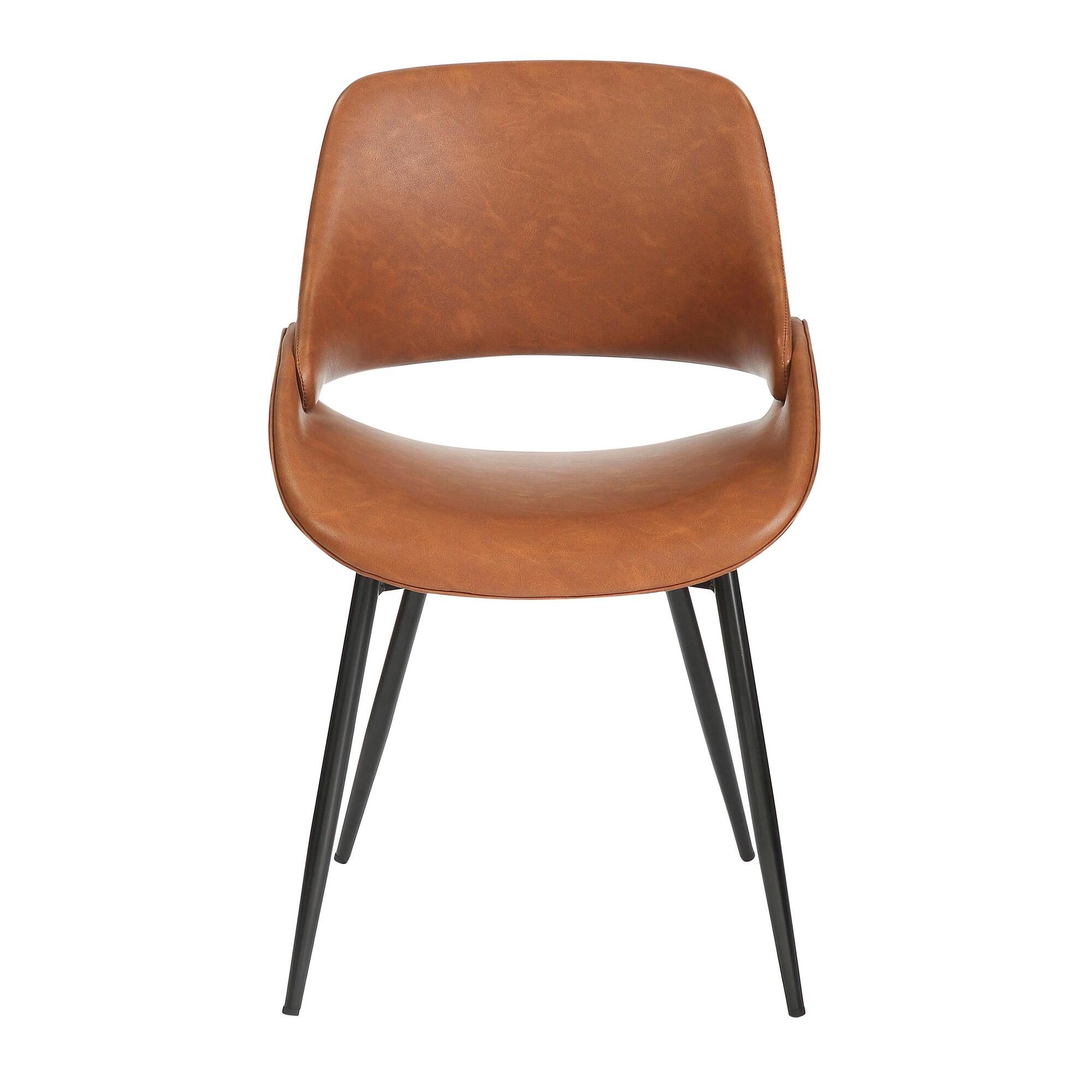 LumiSource Fabrizzi Dining Chair (Set of 2), Black/Camel, large