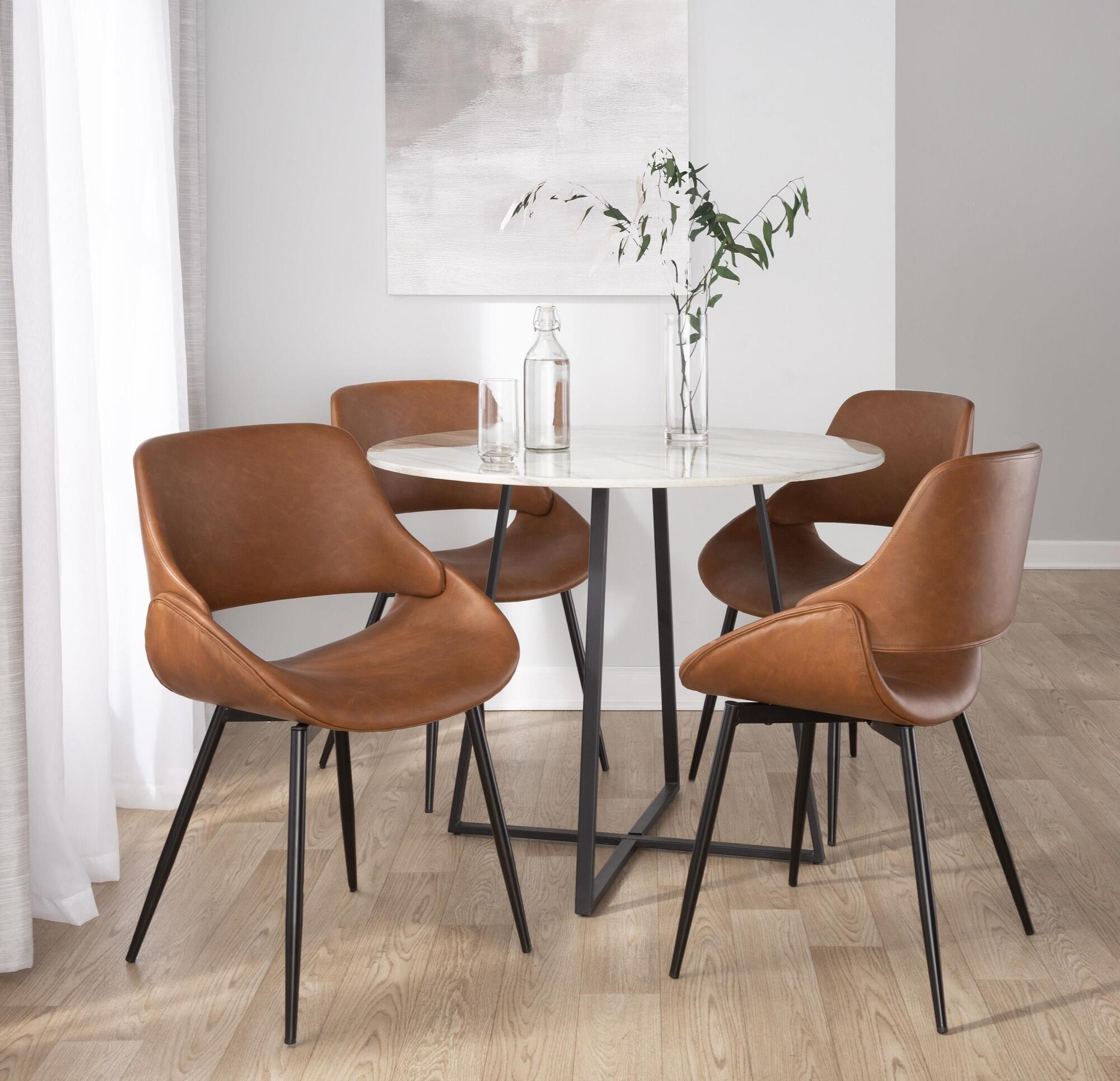 LumiSource Fabrizzi Dining Chair (Set of 2), Black/Camel, large