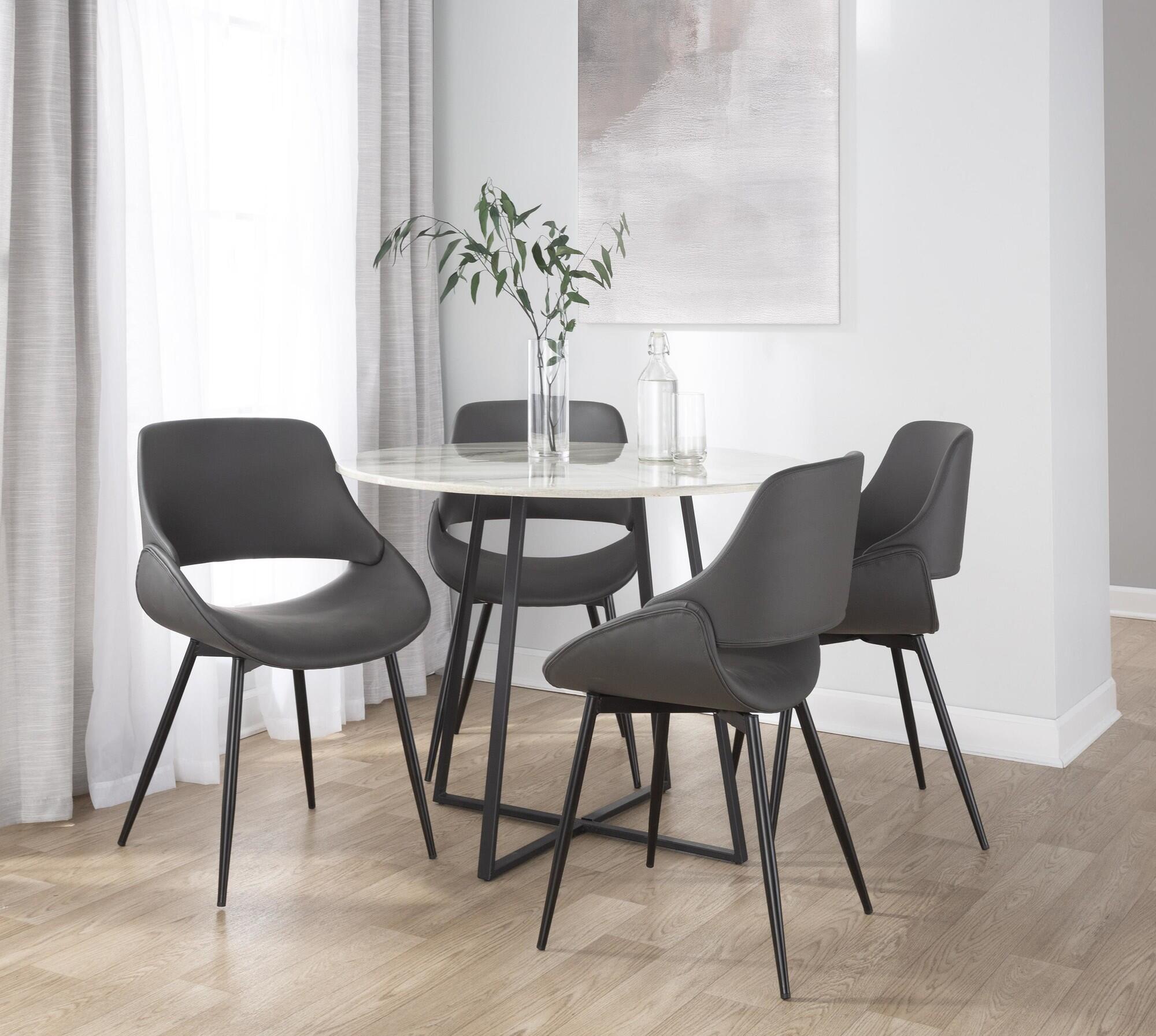 LumiSource Fabrizzi Dining Chair (Set of 2), Black/Gray, rollover
