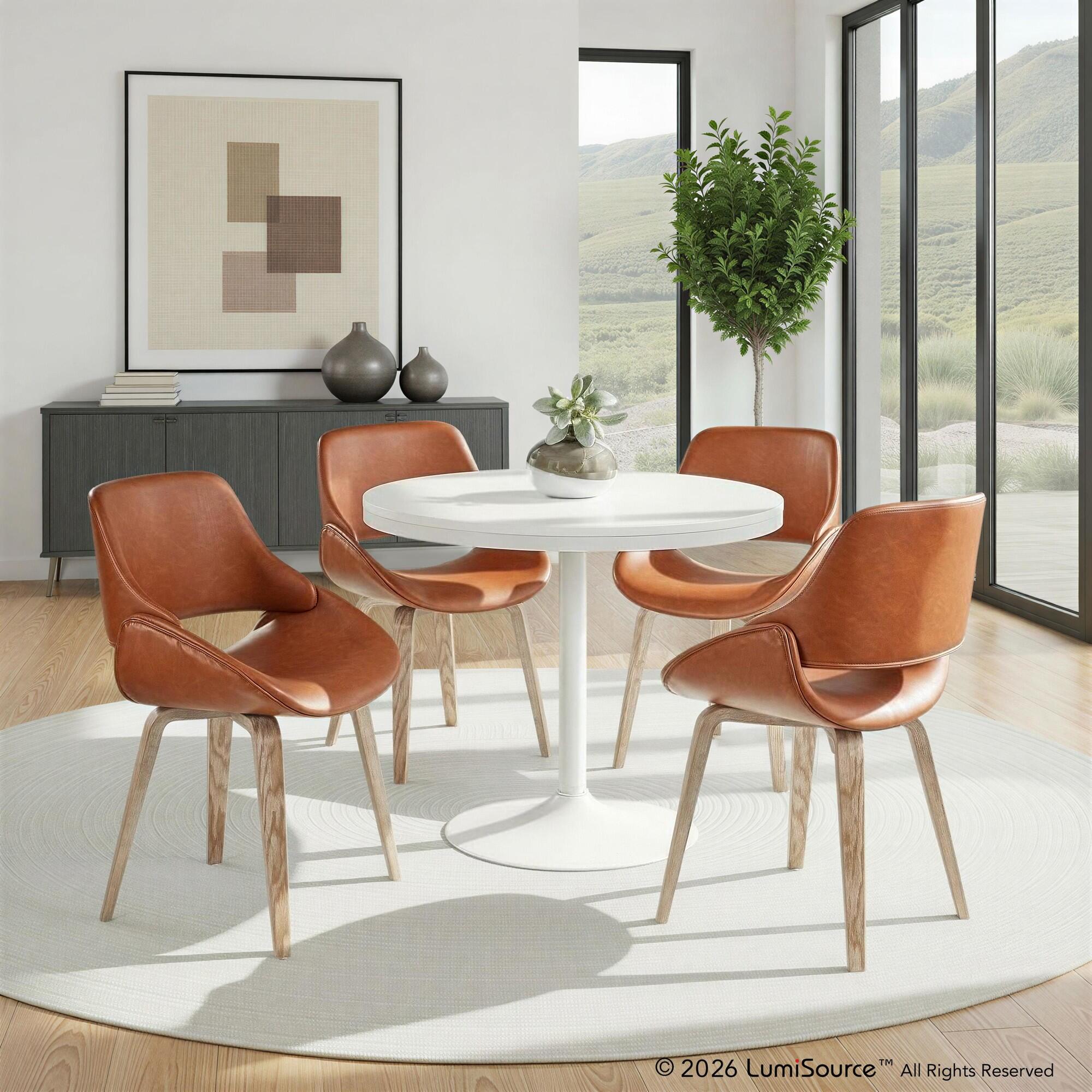 LumiSource Fabrizzi Solid Dining Chair (Set of 2), Natural/Camel, rollover