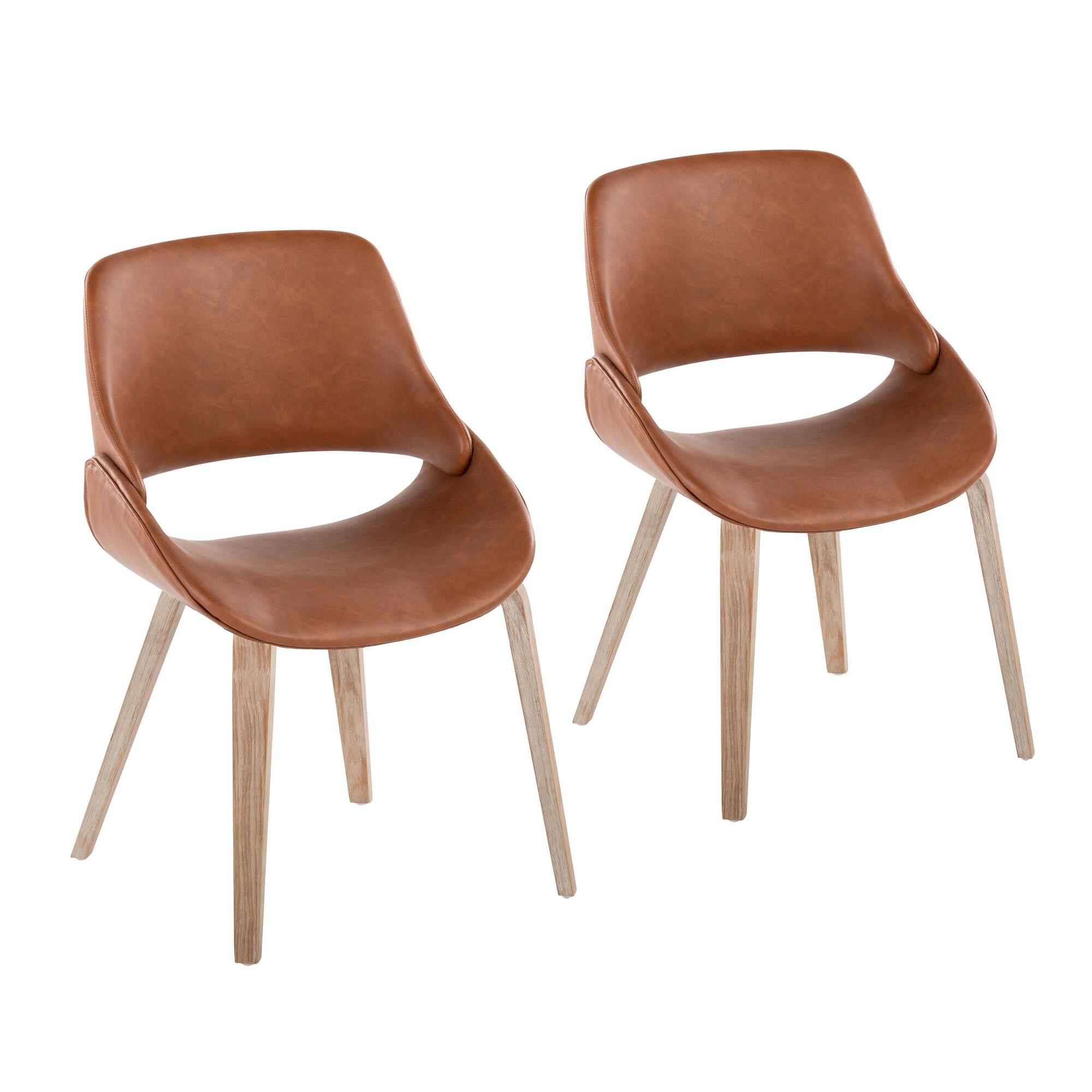 LumiSource Fabrizzi Solid Dining Chair (Set of 2), Natural/Camel, large