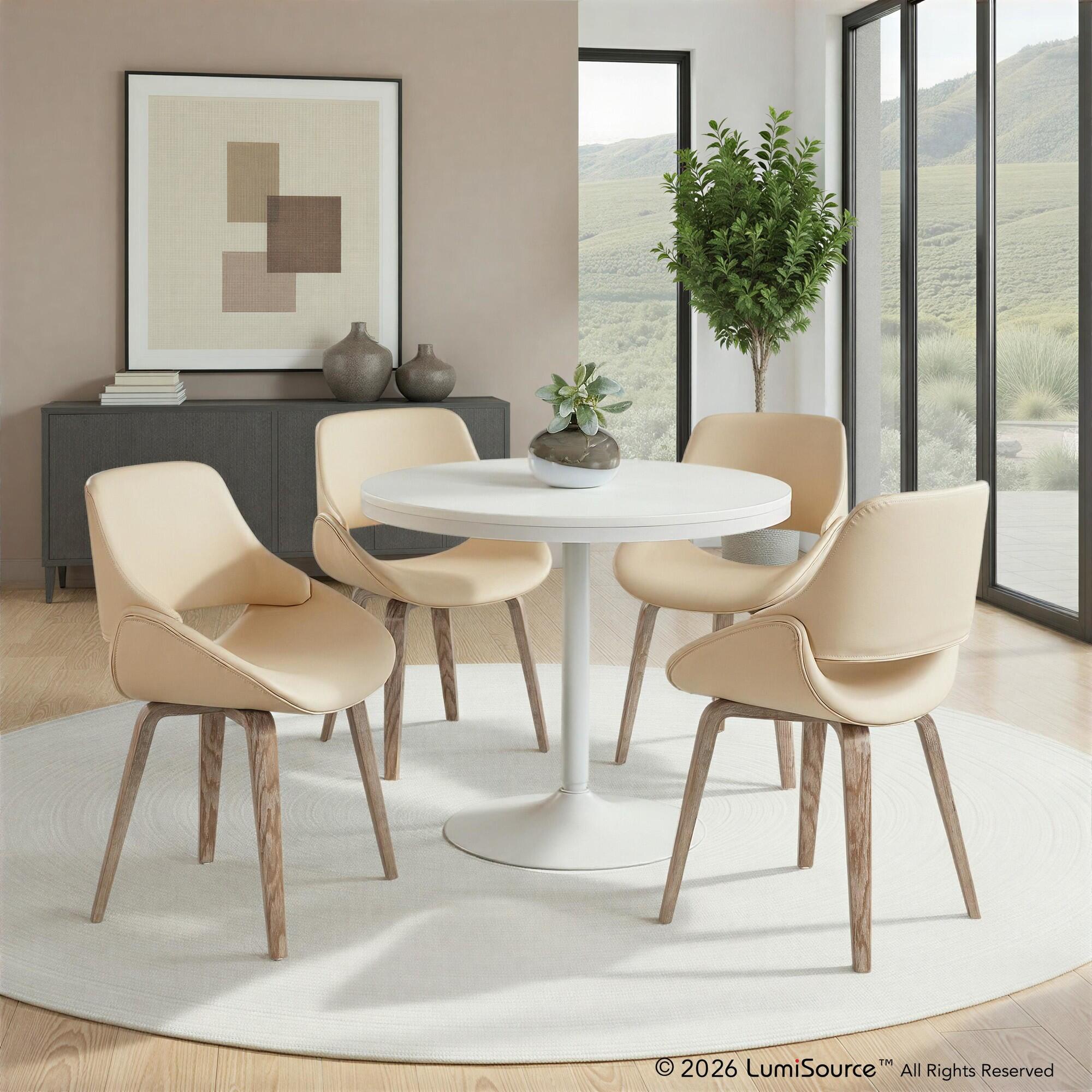 LumiSource Fabrizzi Solid Dining Chair (Set of 2), Natural/Cream, rollover