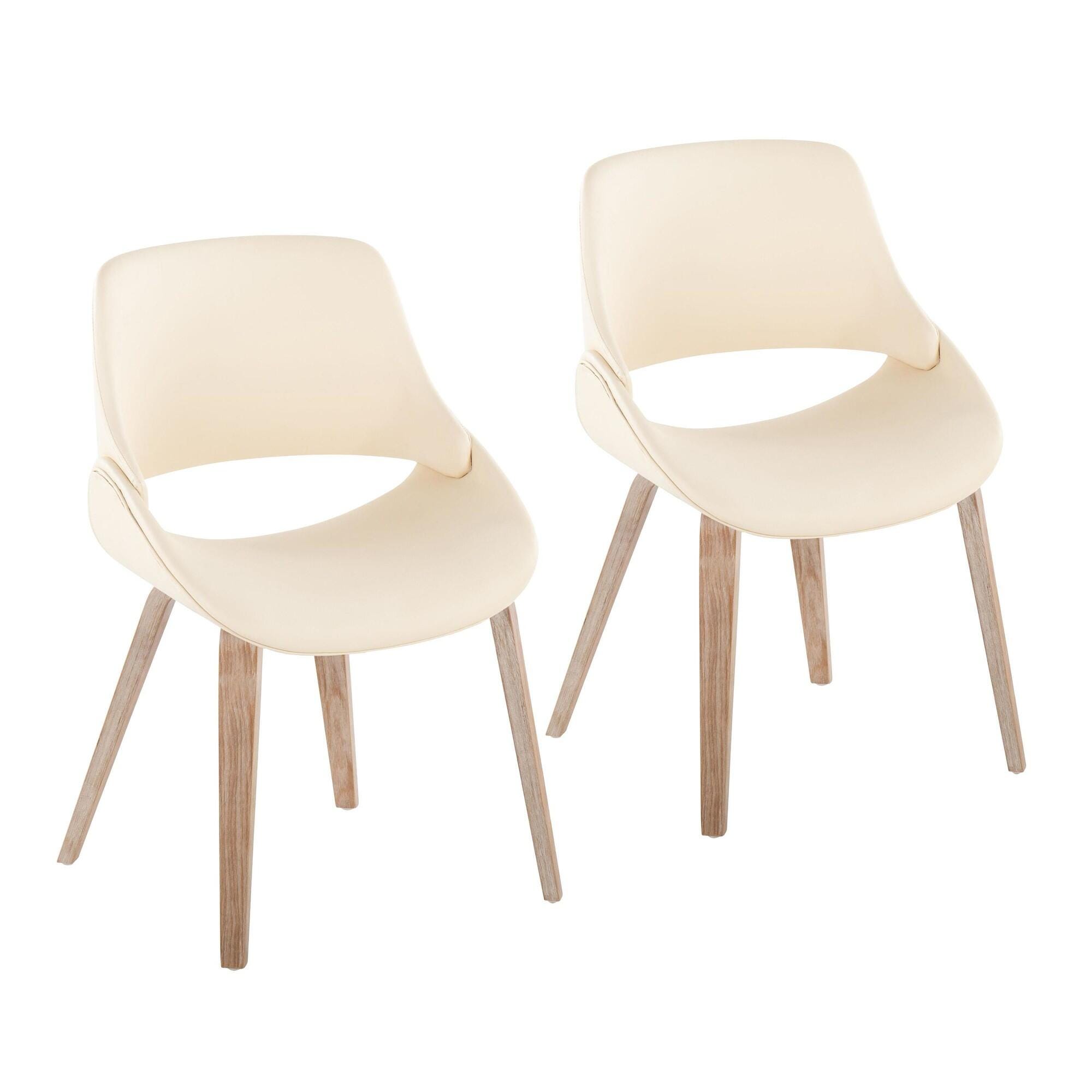 LumiSource Fabrizzi Solid Dining Chair (Set of 2), Natural/Cream, large