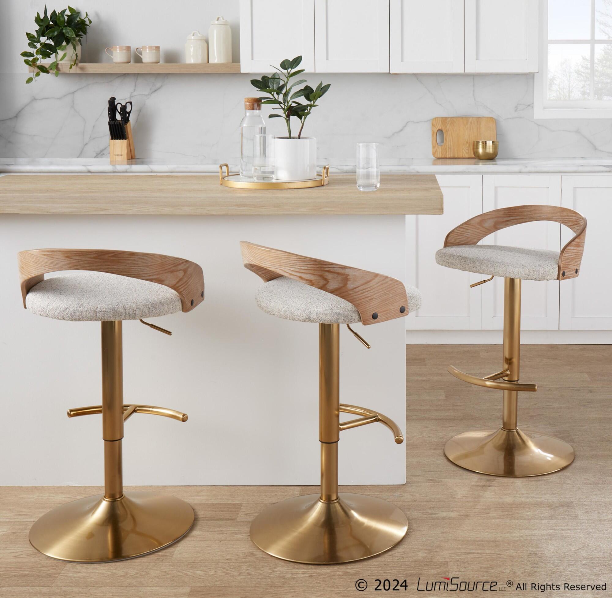 LumiSource Grotto Solid Adjustable Height Barstool (Set of 2), , large