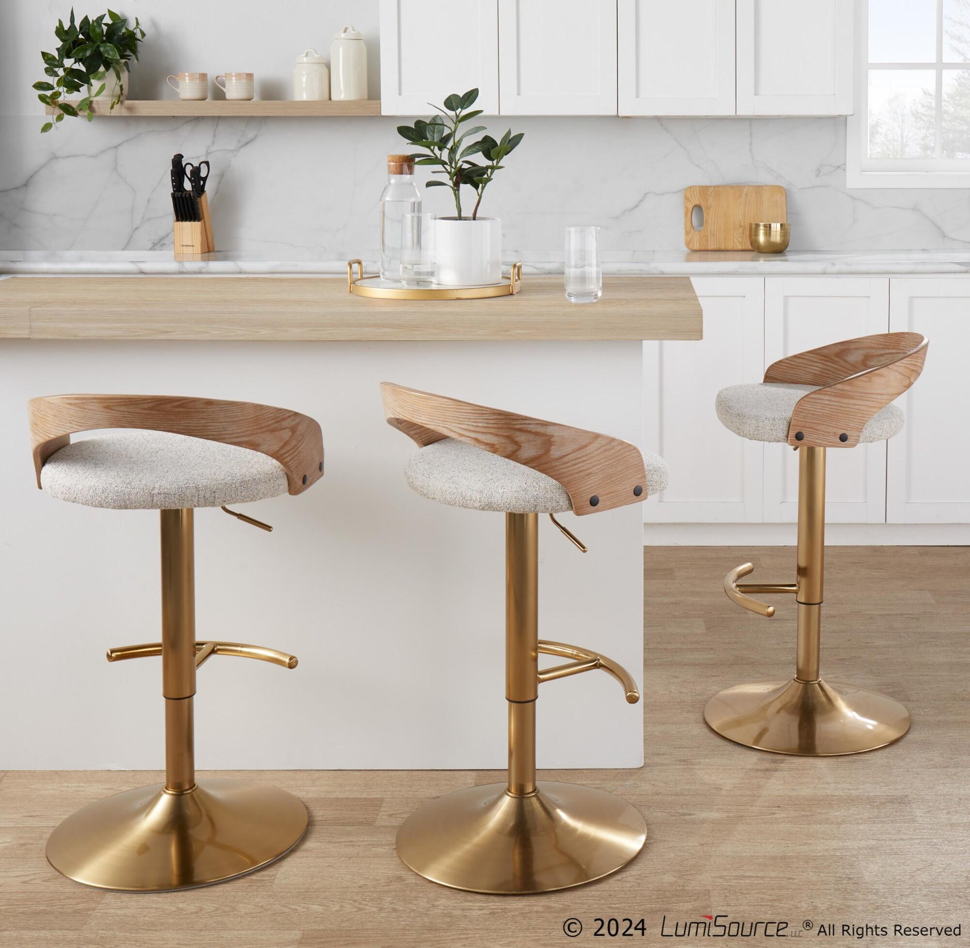 LumiSource Grotto Solid Adjustable Height Barstool (Set of 2), , large