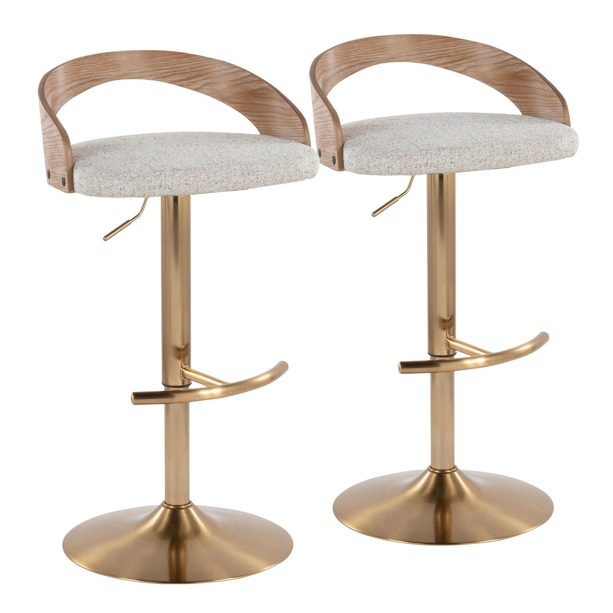 LumiSource Grotto Solid Adjustable Height Barstool (Set of 2), , large