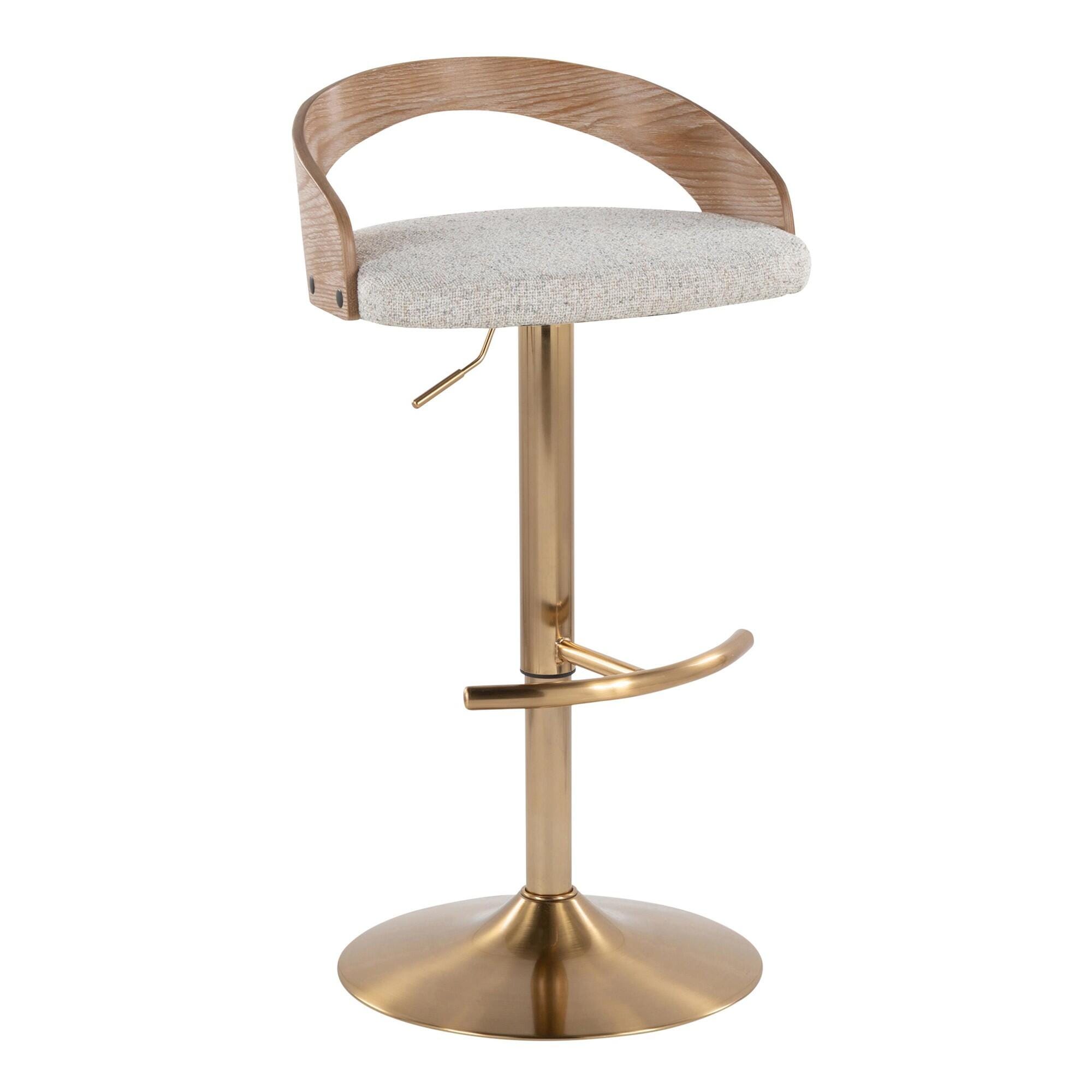 LumiSource Grotto Solid Adjustable Height Barstool (Set of 2), , large