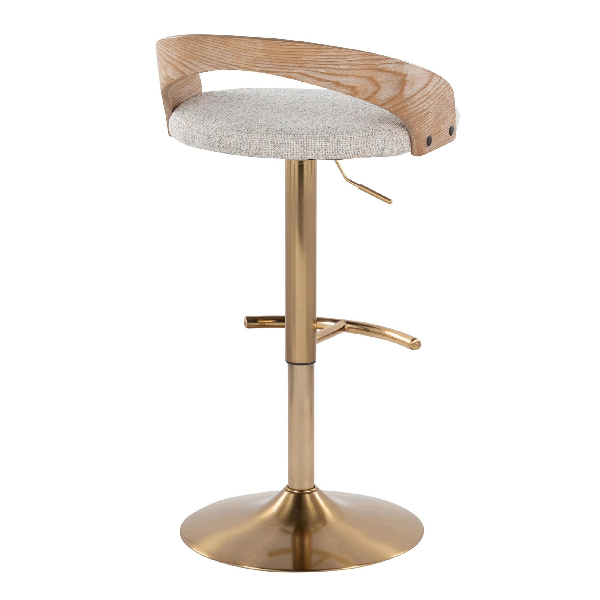 LumiSource Grotto Solid Adjustable Height Barstool (Set of 2), , large