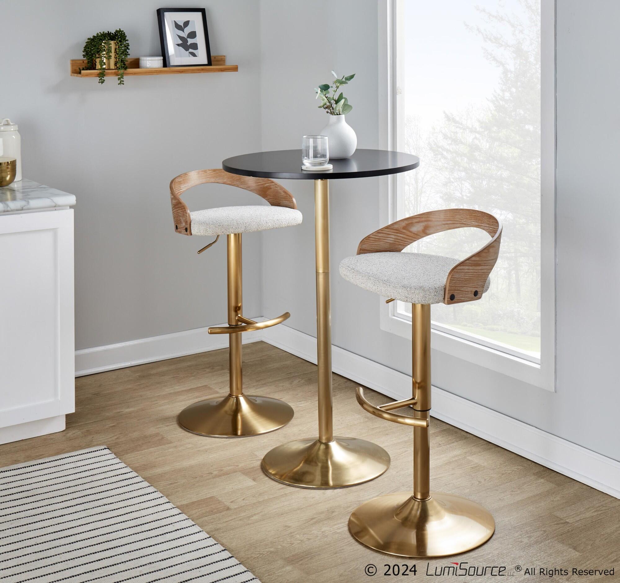 LumiSource Grotto Solid Adjustable Height Barstool (Set of 2), , large