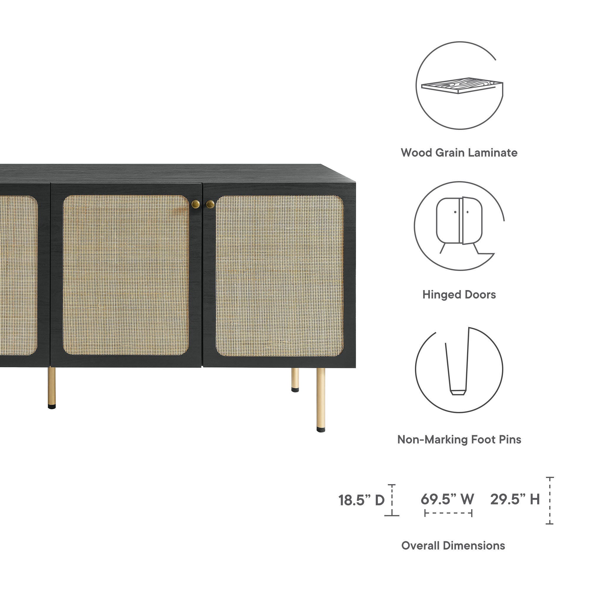 Modway Chaucer Sideboard, Black, large