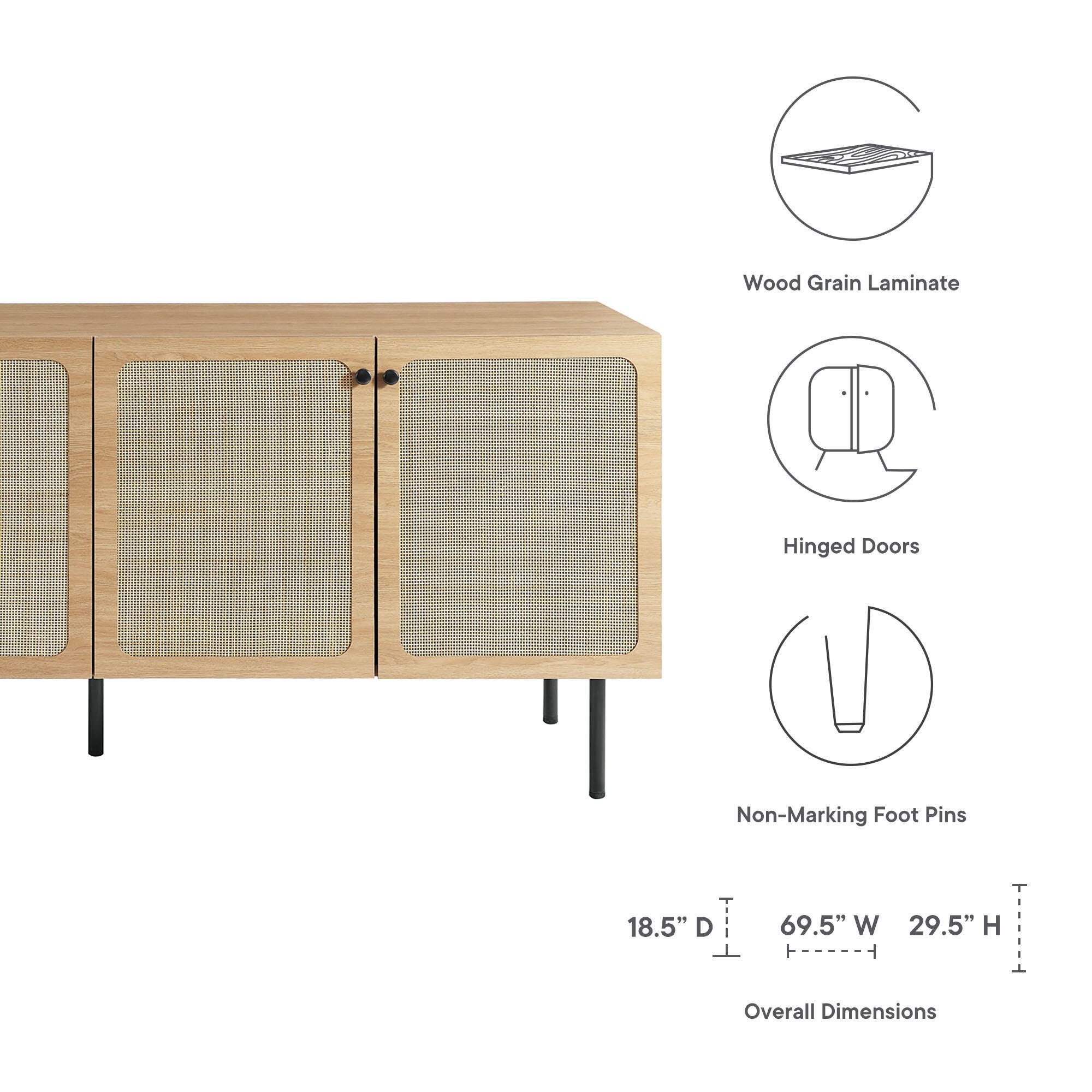 Modway Chaucer Sideboard, Oak, large