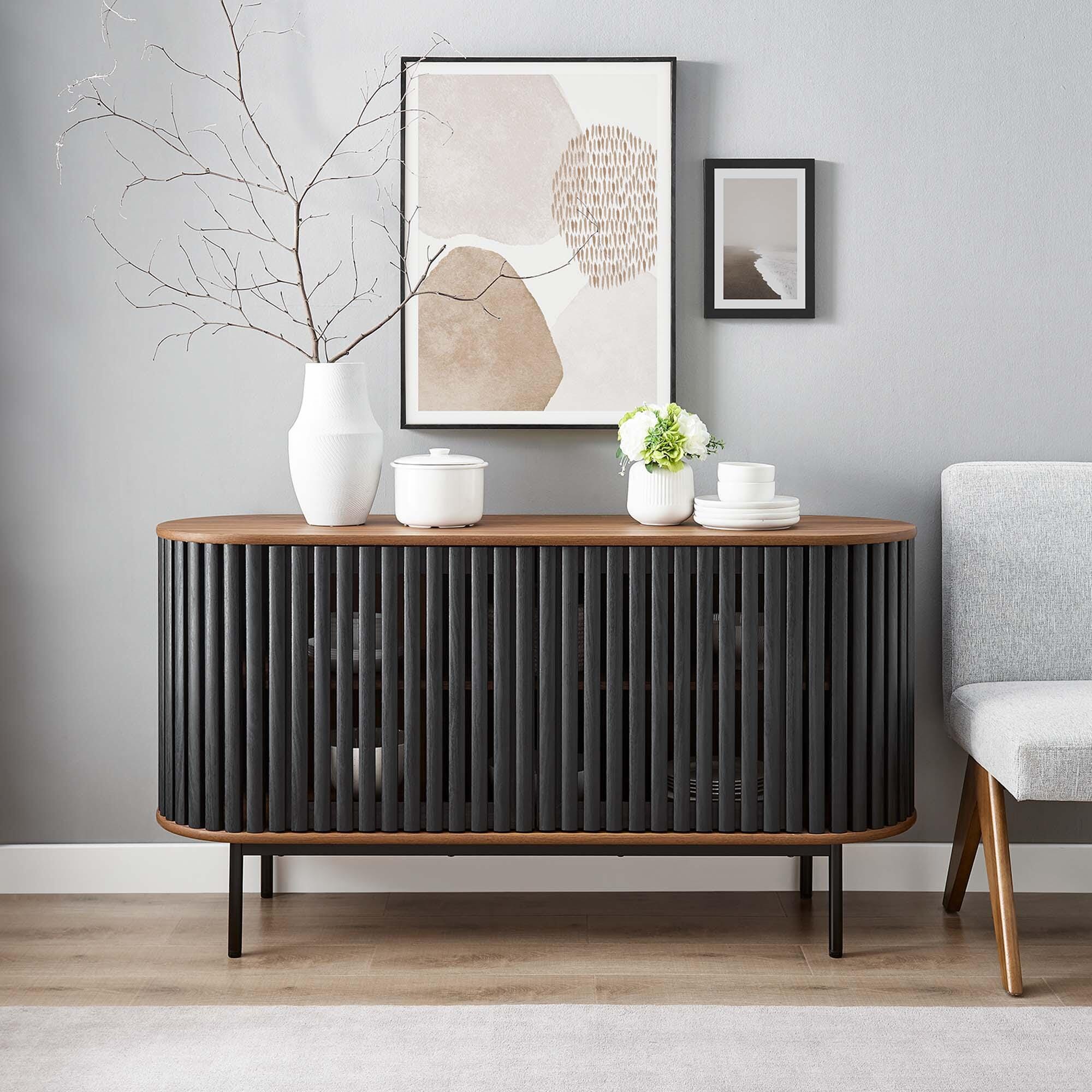 Modway Fortitude Sideboard, Walnut/Black, large