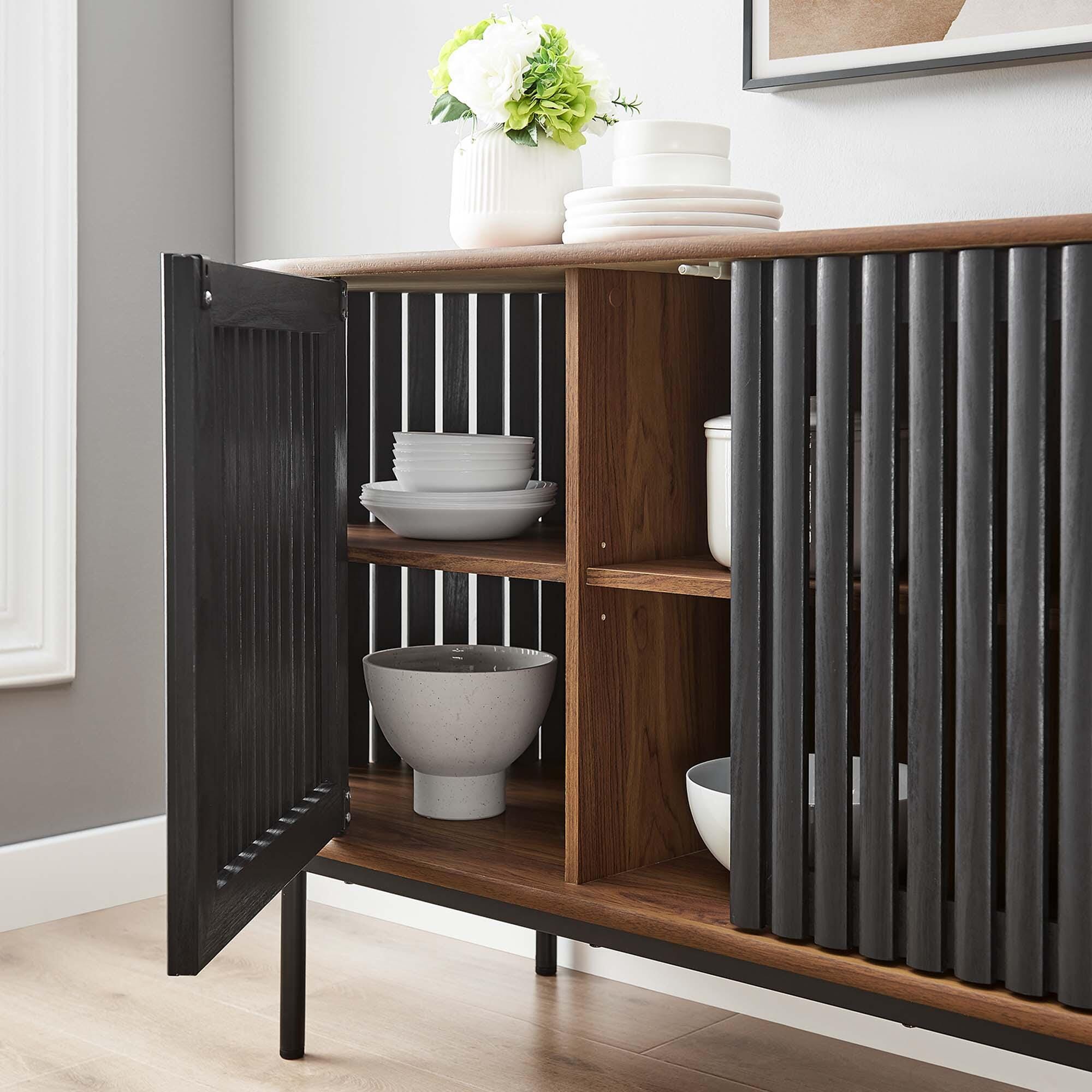 Modway Fortitude Sideboard, Walnut/Black, large