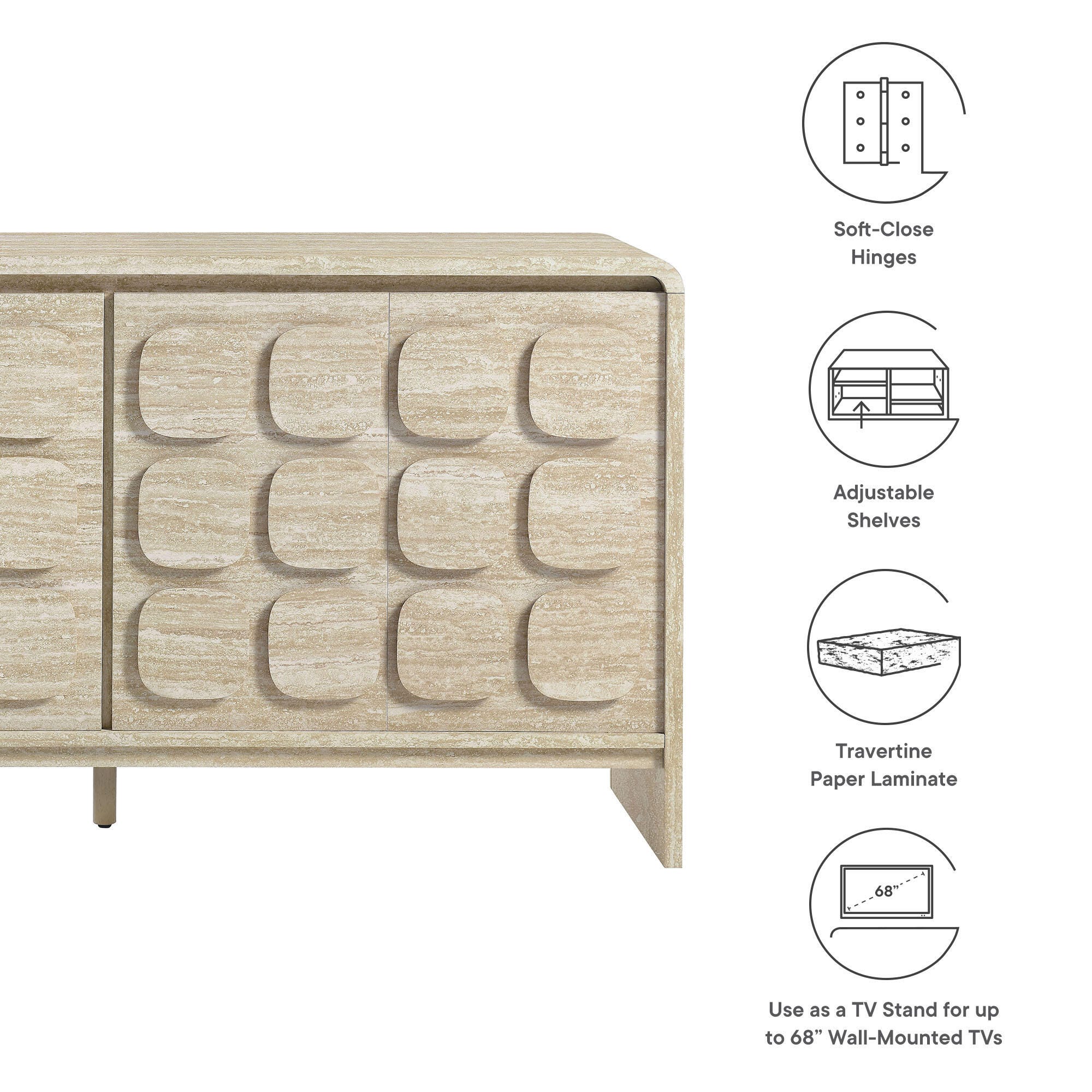 Modway Toscana Solid Sideboard, Travertine, large