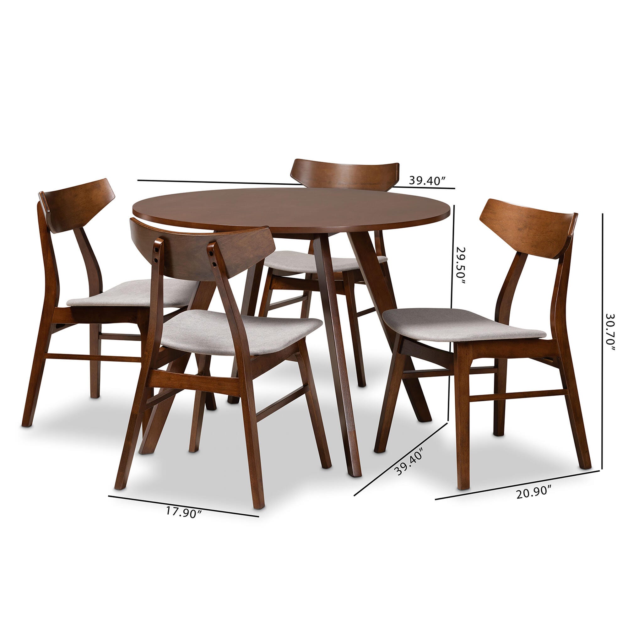 Baxton Studio Timothy Dining Table and 4 Chairs Set | Ashley
