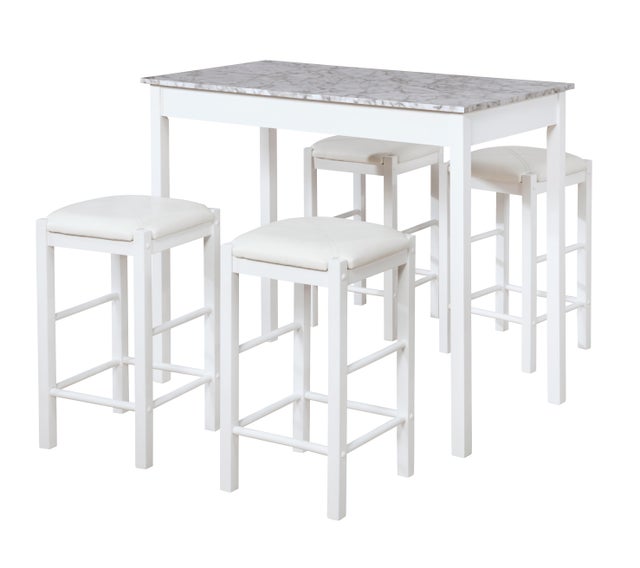 Iris Counter Height Dining Table and 4 Bar Stools Set