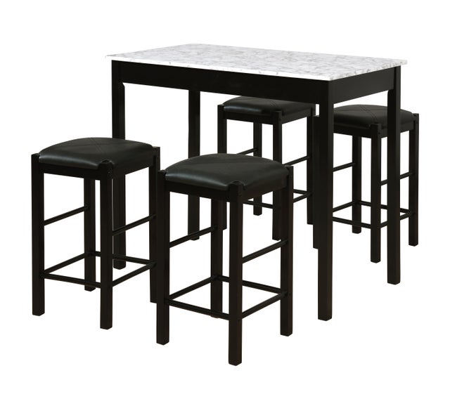 Iris 5PC Tavern Set Black Faux Marble