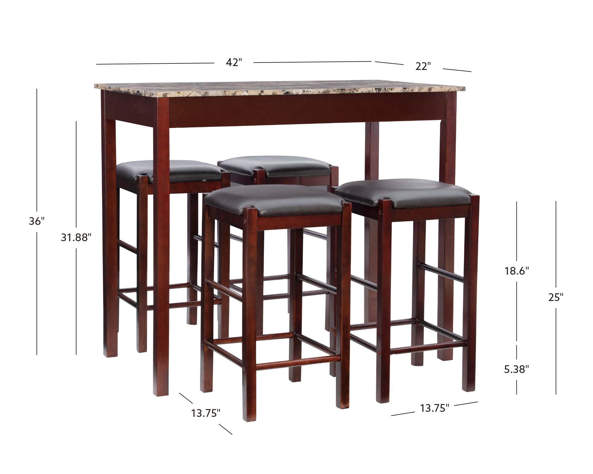Linon Iris 5 Piece Tavern Dining Set Box 2 of 2, , large
