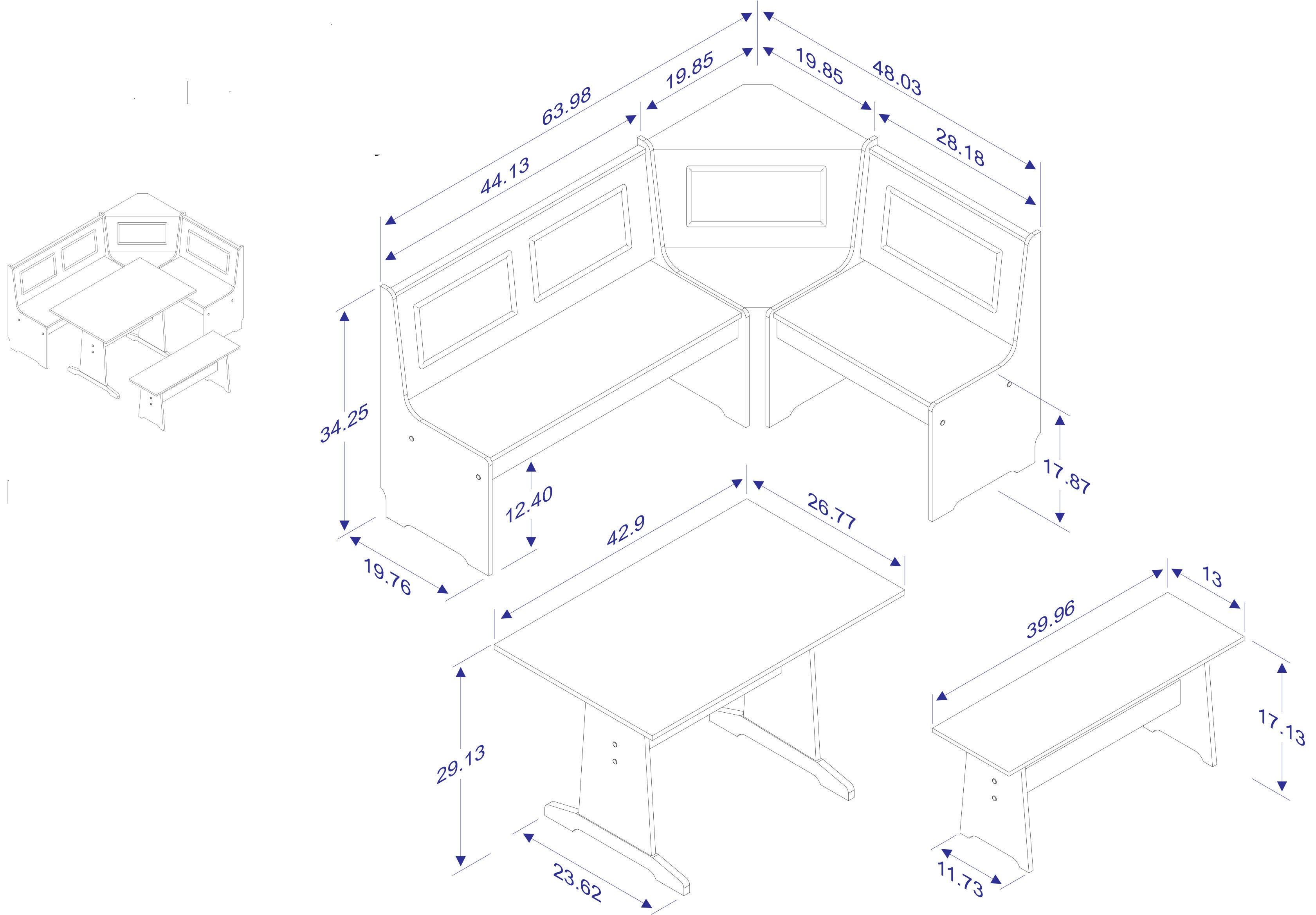 Linon Breakfast Nook Box 1 of 2, , large