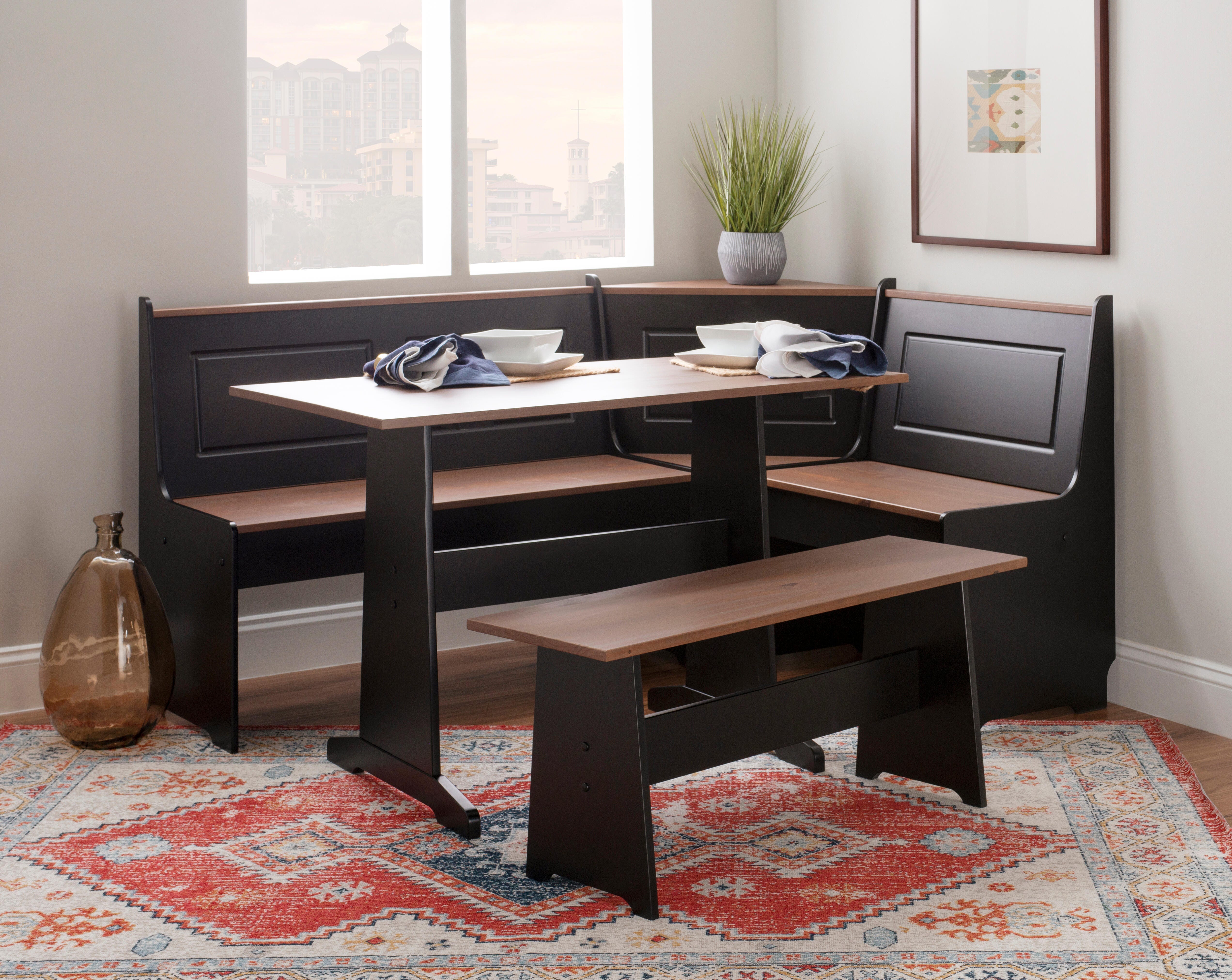 Austell White and Pecan Breakfast Nook, Black/Pecan, large