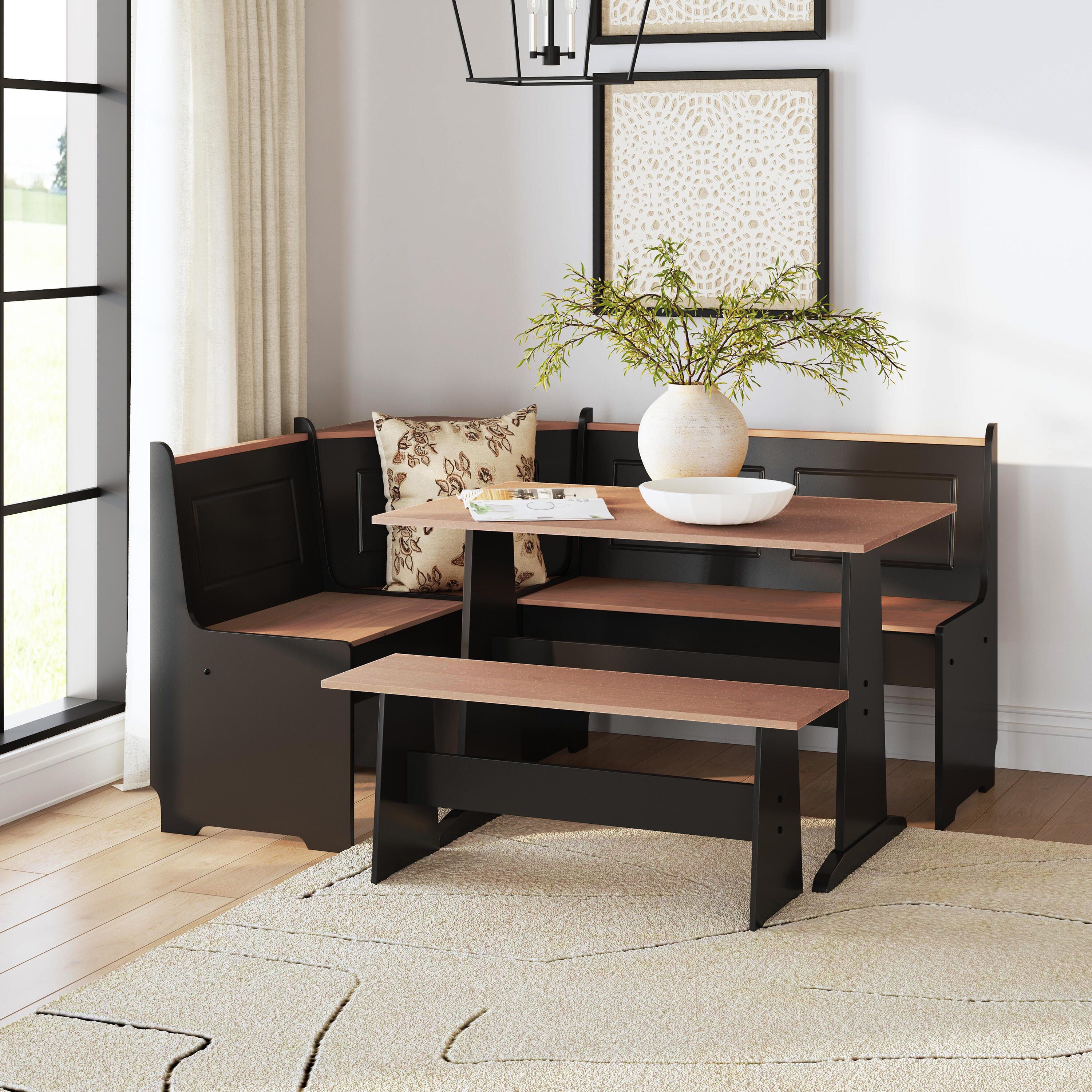 Austell White and Pecan Breakfast Nook | Ashley
