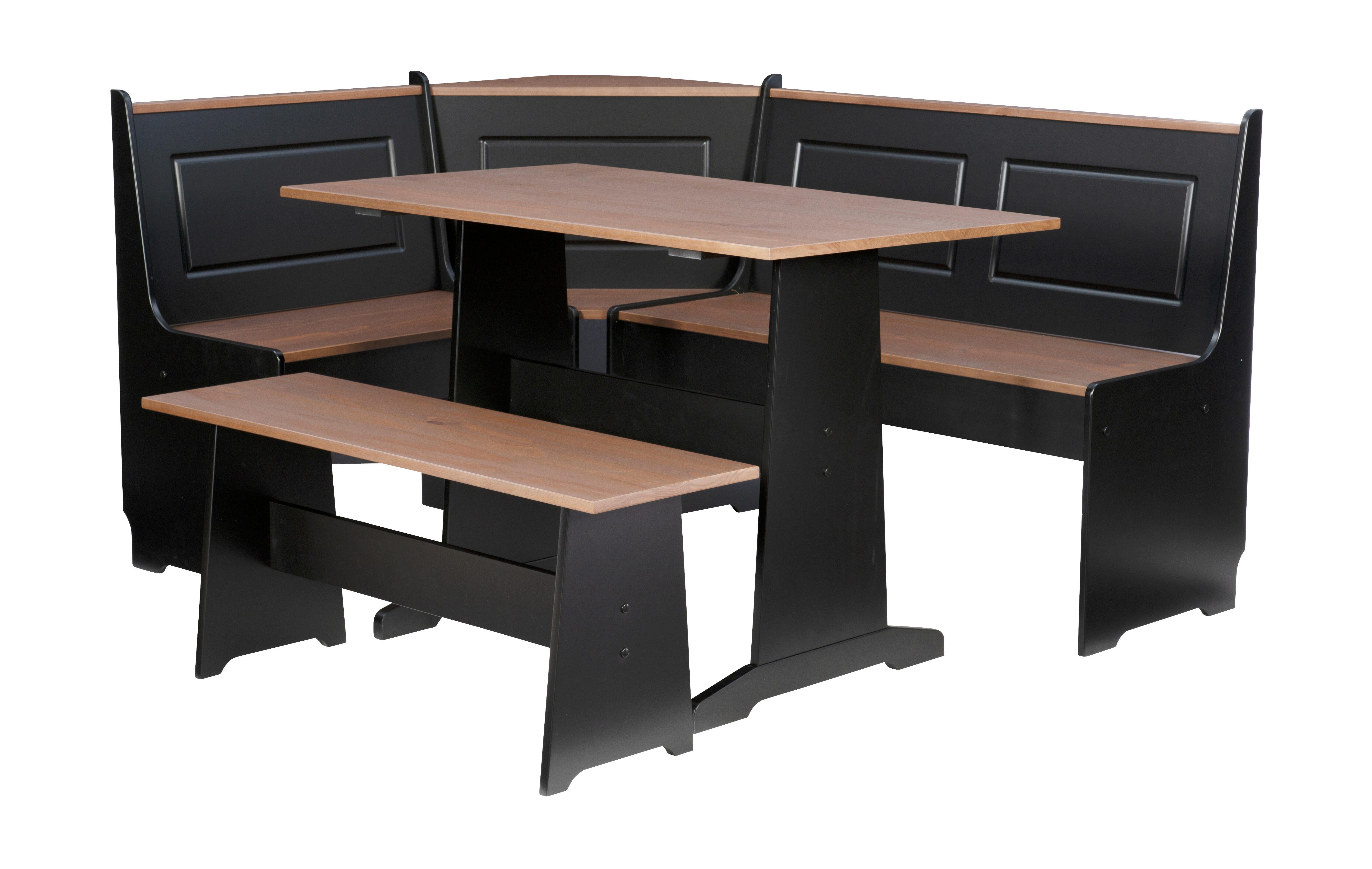 Austell White and Pecan Breakfast Nook, Black/Pecan, large