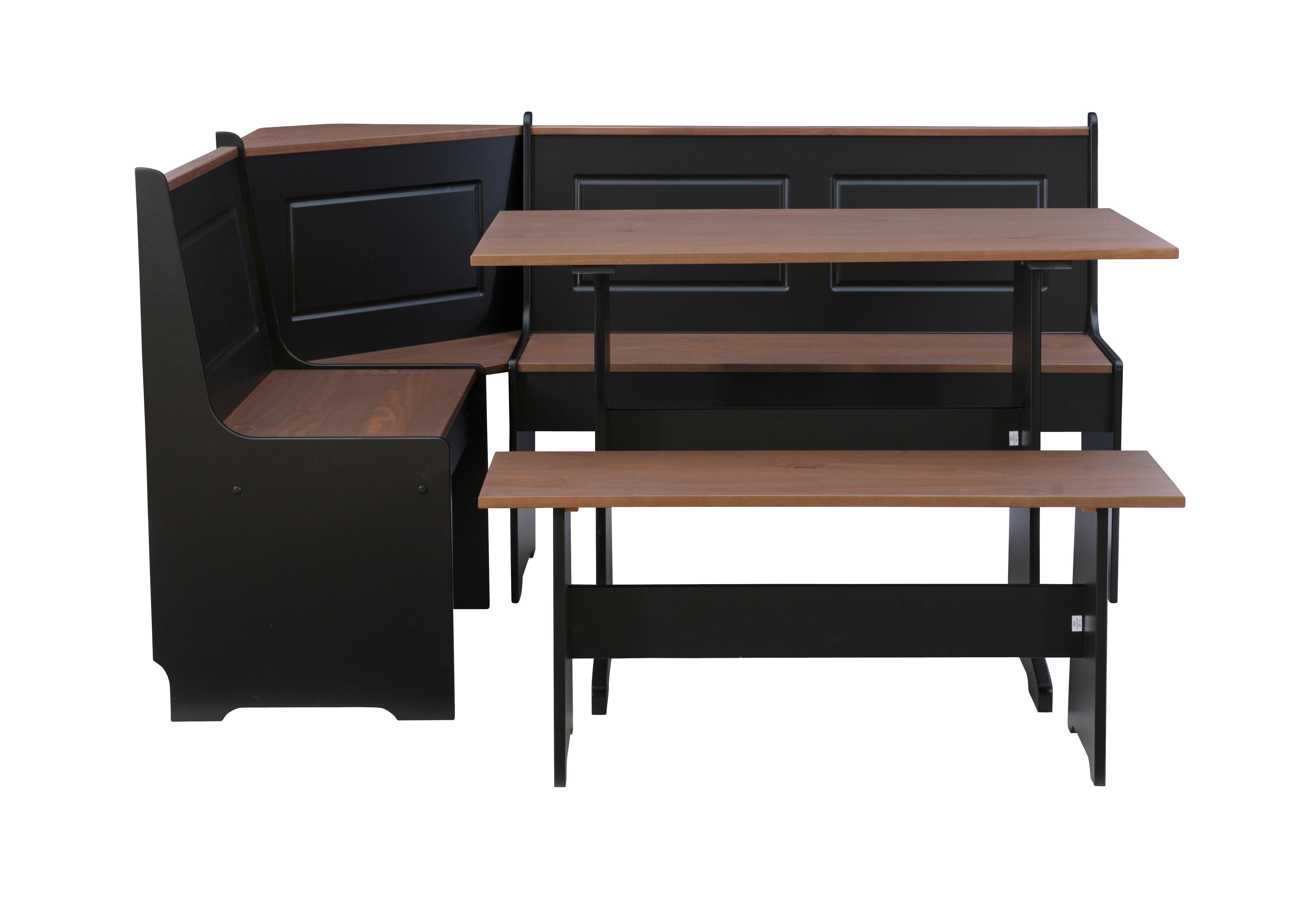 Austell White and Pecan Breakfast Nook, Black/Pecan, large