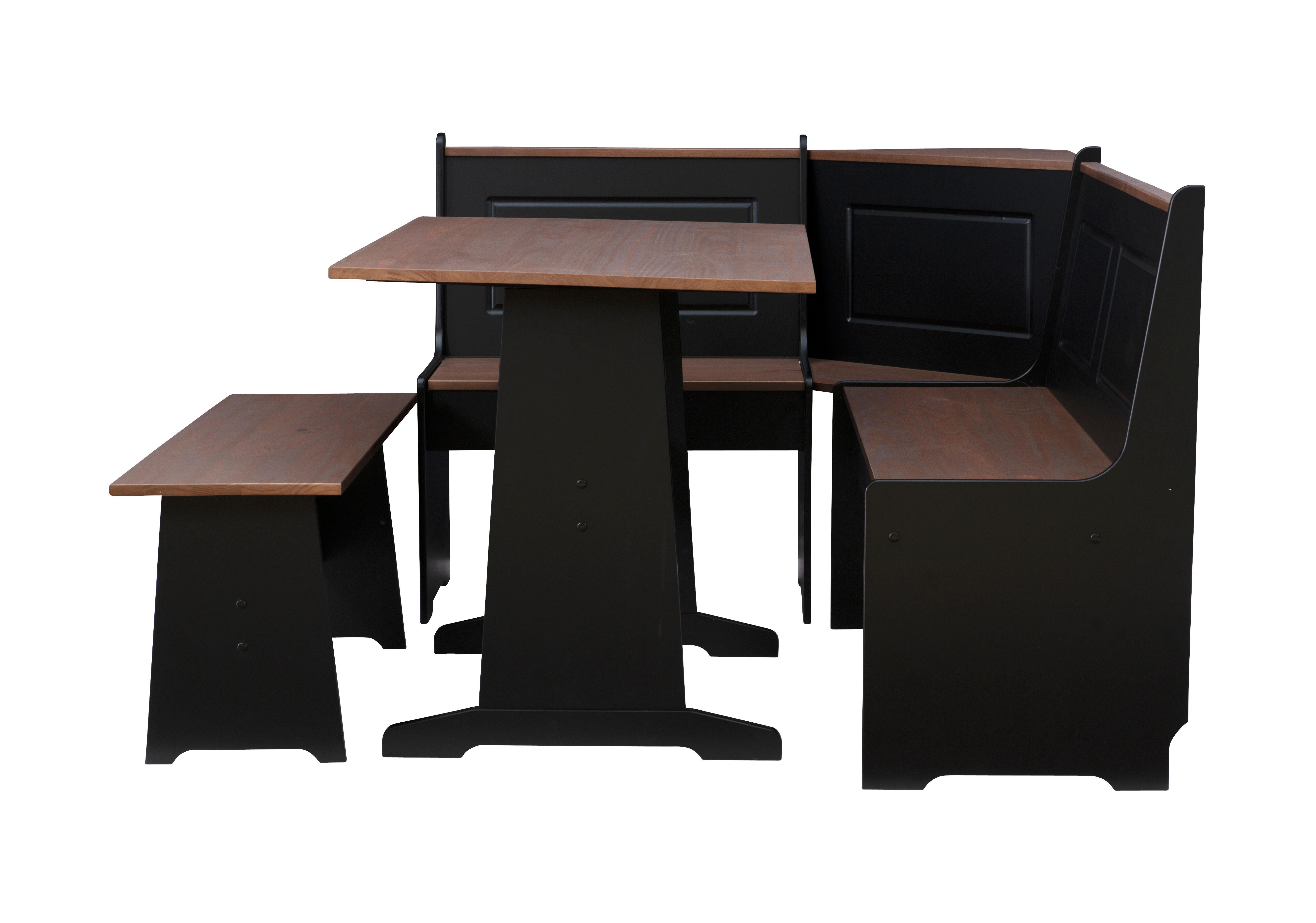 Austell White and Pecan Breakfast Nook, Black/Pecan, large