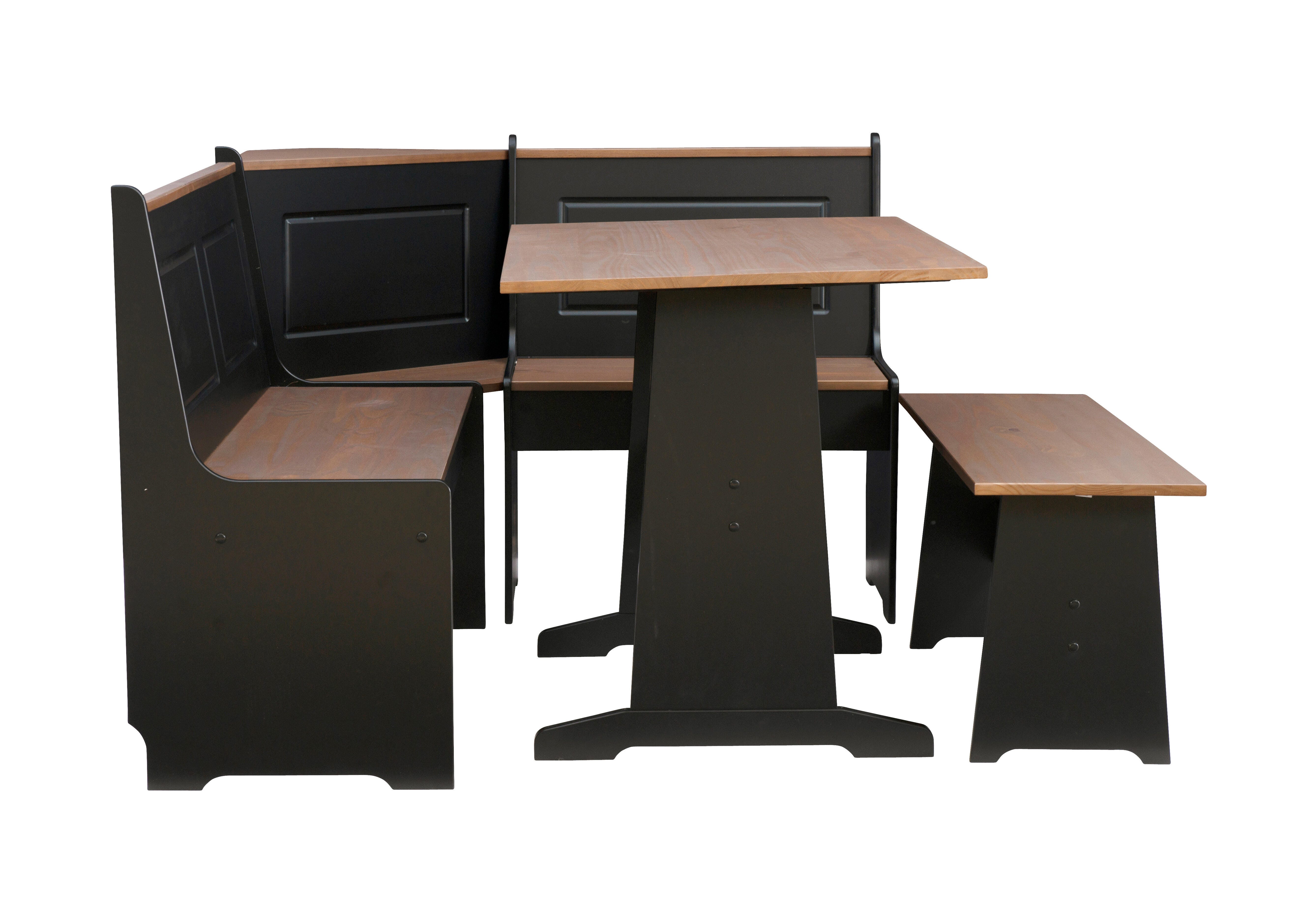 Austell White and Pecan Breakfast Nook, Black/Pecan, large