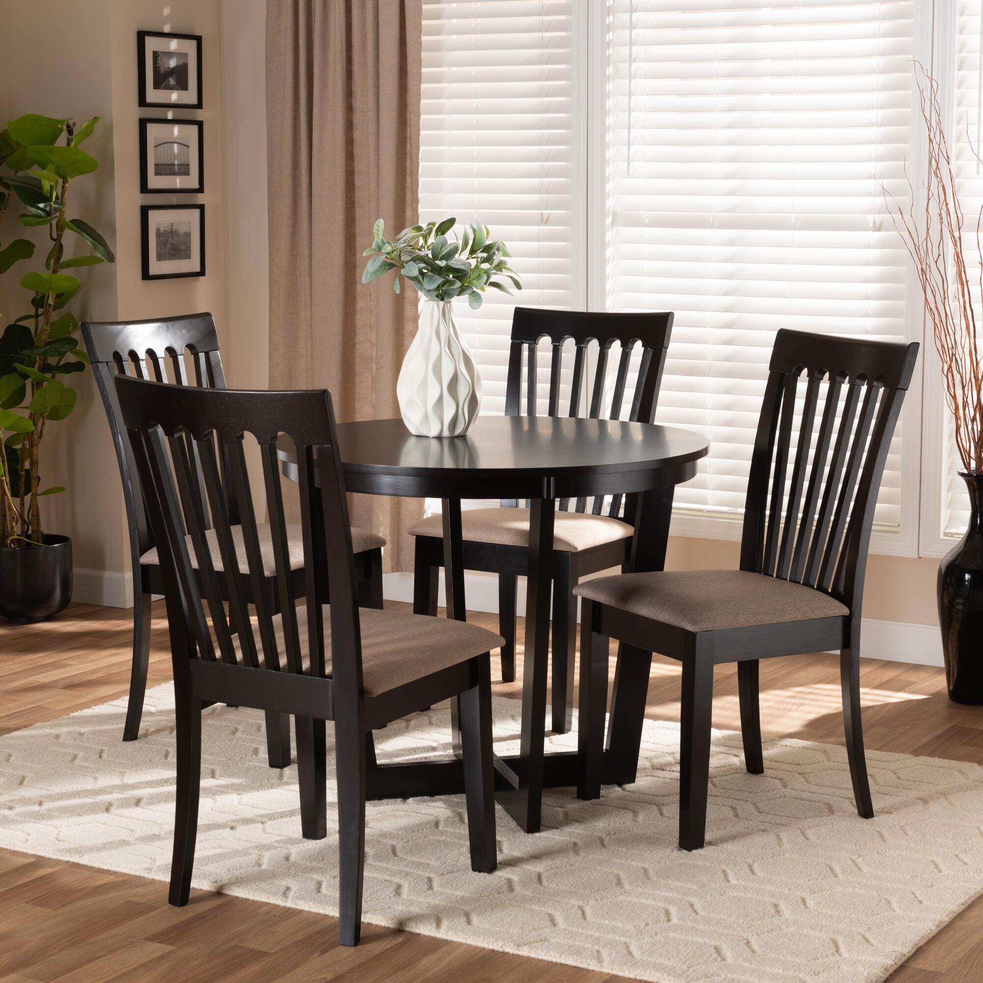 Baxton Studio Valerie Dining Table and 4 Chairs Set | Ashley