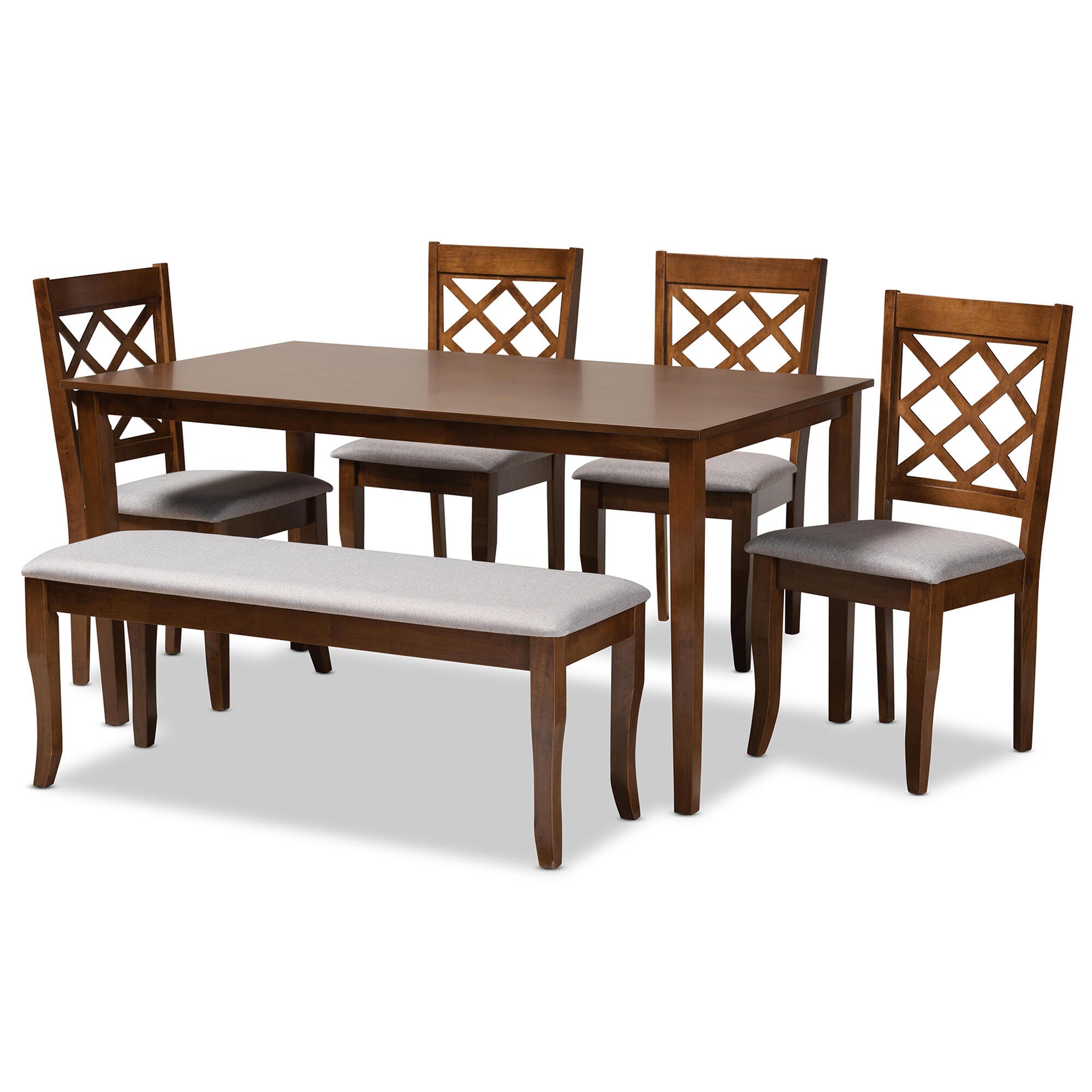 Baxton Studio Andor 6 Piece Dining Set, Gray/Walnut, large