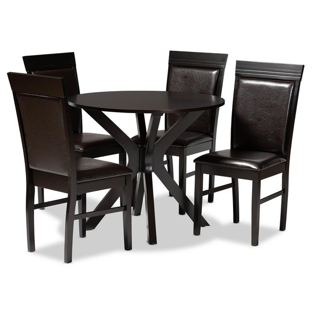 Baxton Studio Jeane Dining Table and 4 Chairs Set