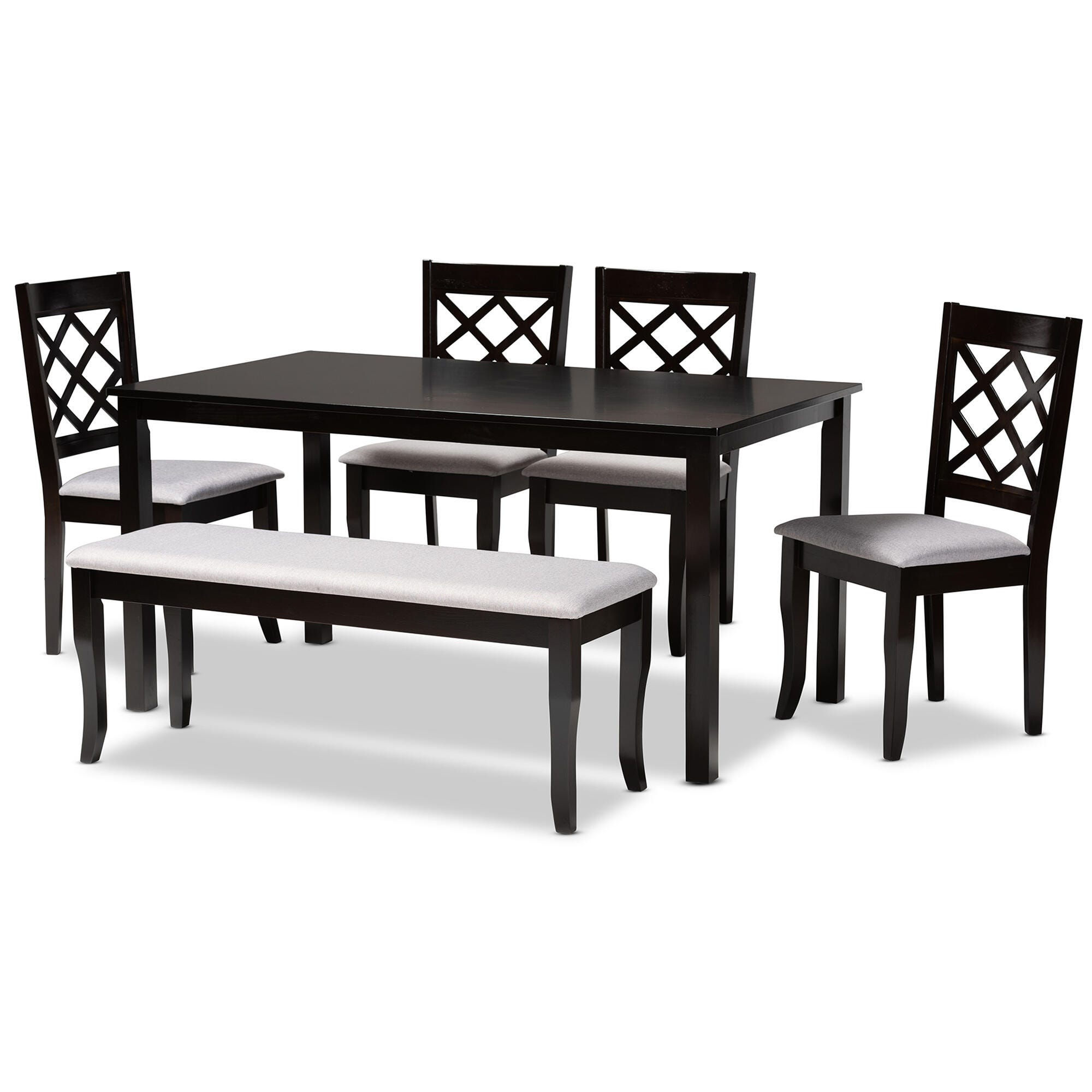 Baxton Studio Andor 6 Piece Dining Set, Gray/Dark Brown, large
