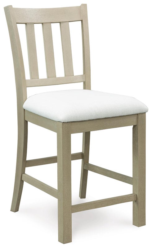 Calmoro Counter Height Barstool, Off White/Gray