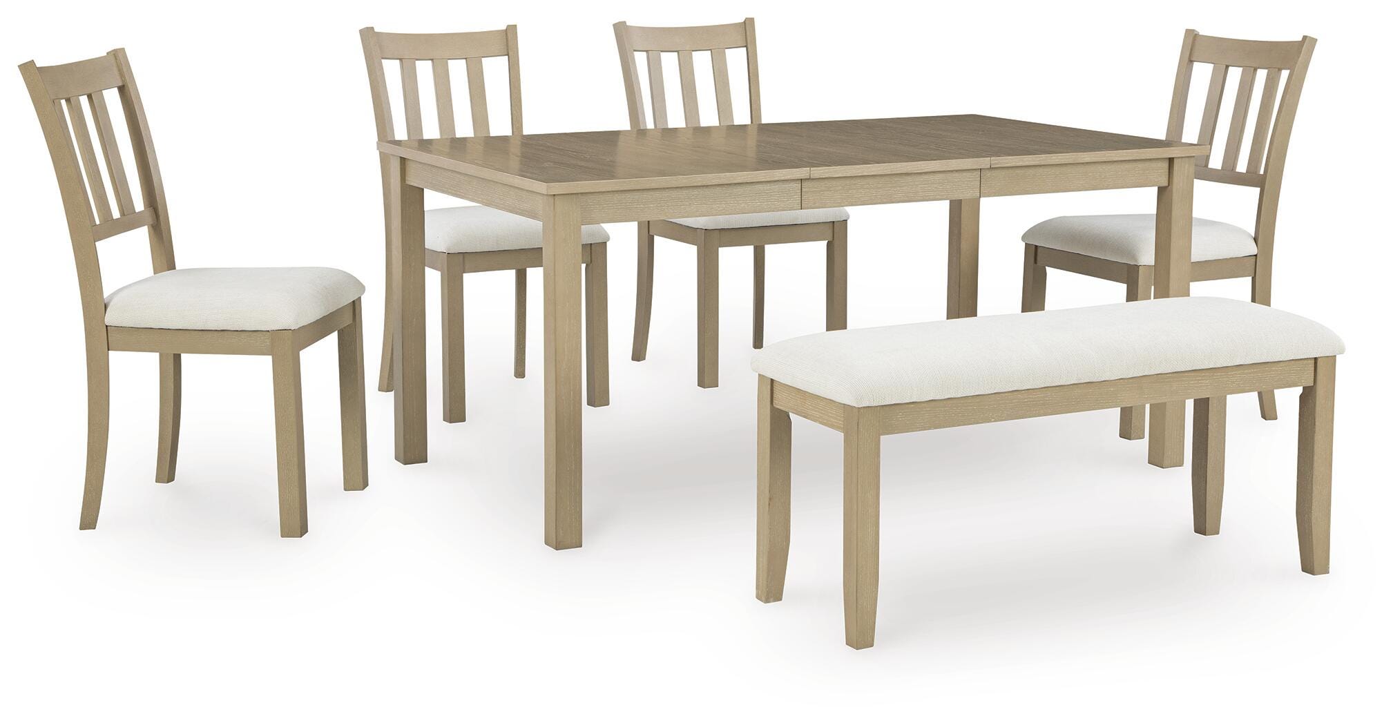 Calmoro Dining Table and 4 Chairs and Bench | Ashley