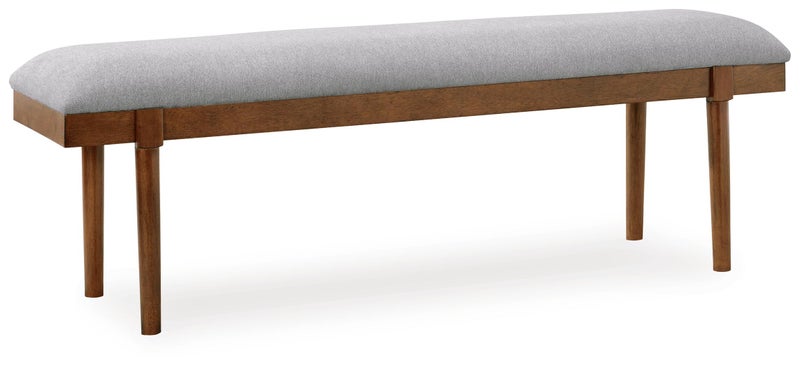 Lyncott 59" Upholstered Dining Bench, Gray/Brown