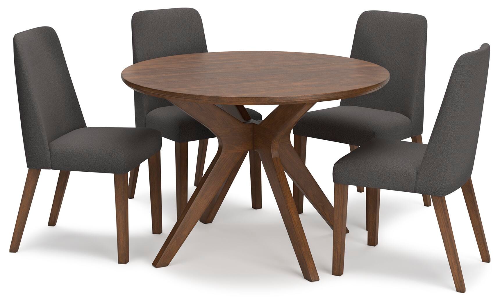 Lyncott Dining Table and 4 Chairs, Charcoal/Brown, large