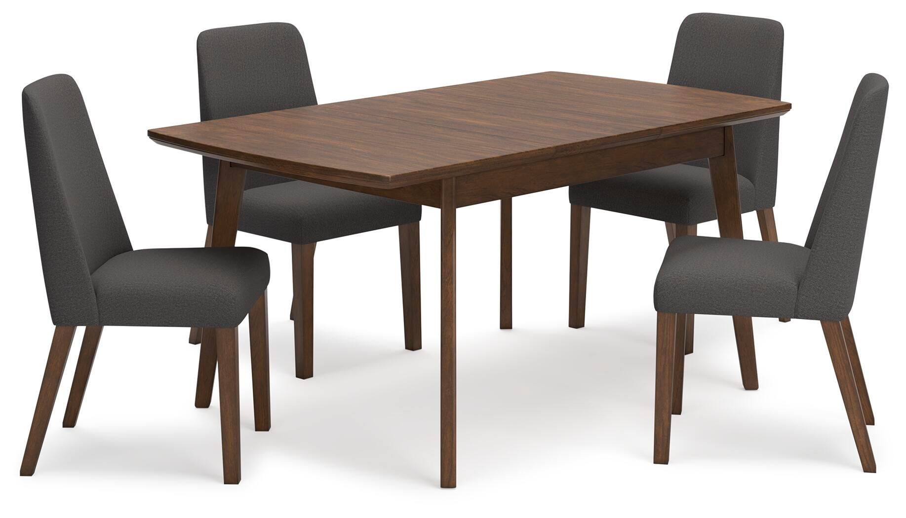 Lyncott Dining Table and 4 Chairs, Charcoal/Brown, large