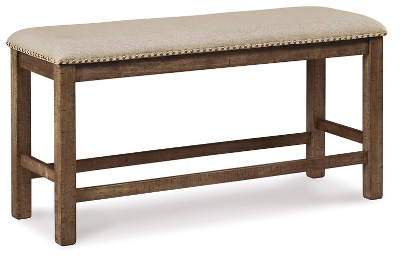 Moriville Counter 49" Height Upholstered Dining Bench, Beige