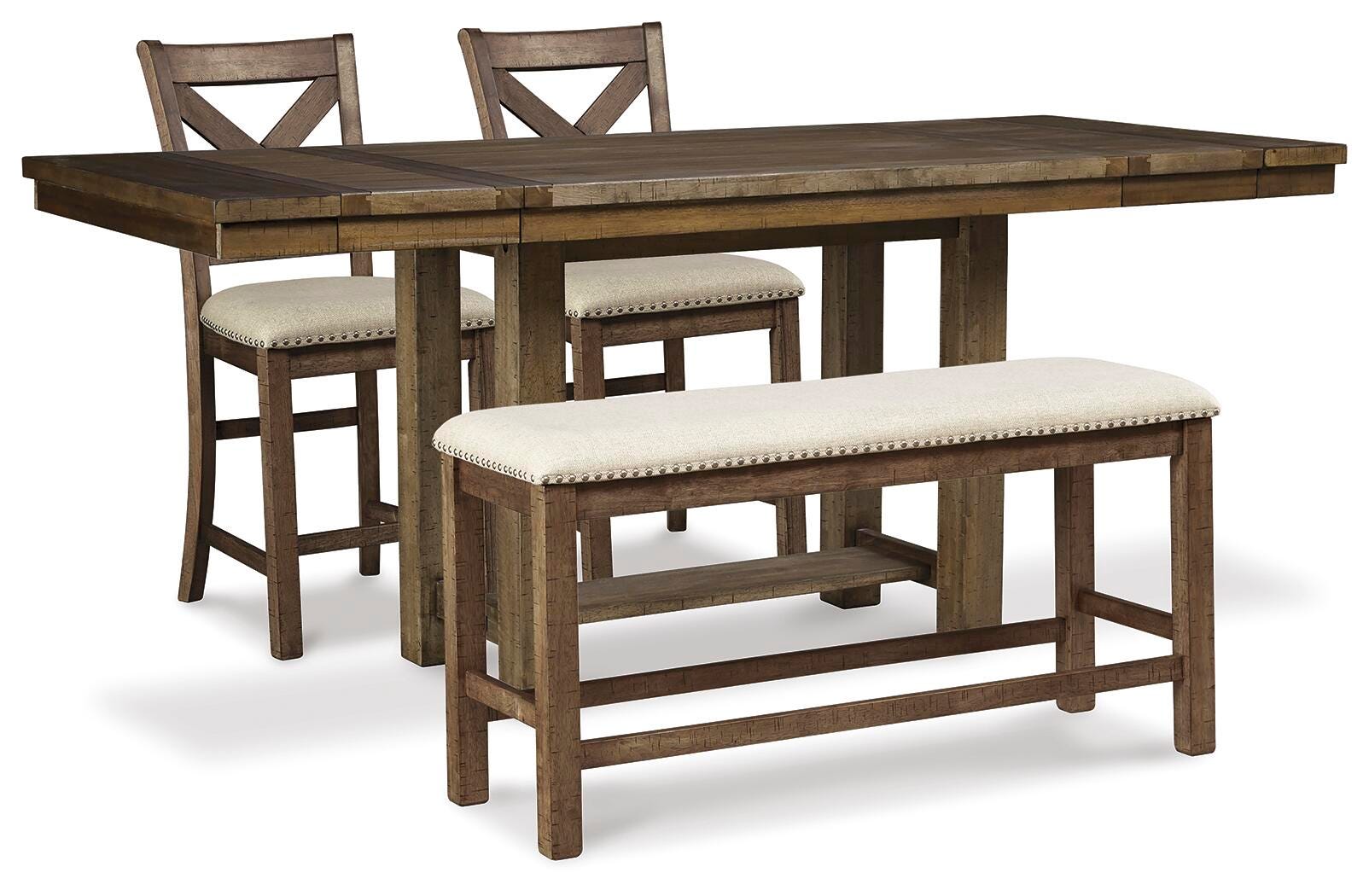 Mesa de comedor a la altura de la encimera y 2 taburetes de bar y banco Moriville - image 1