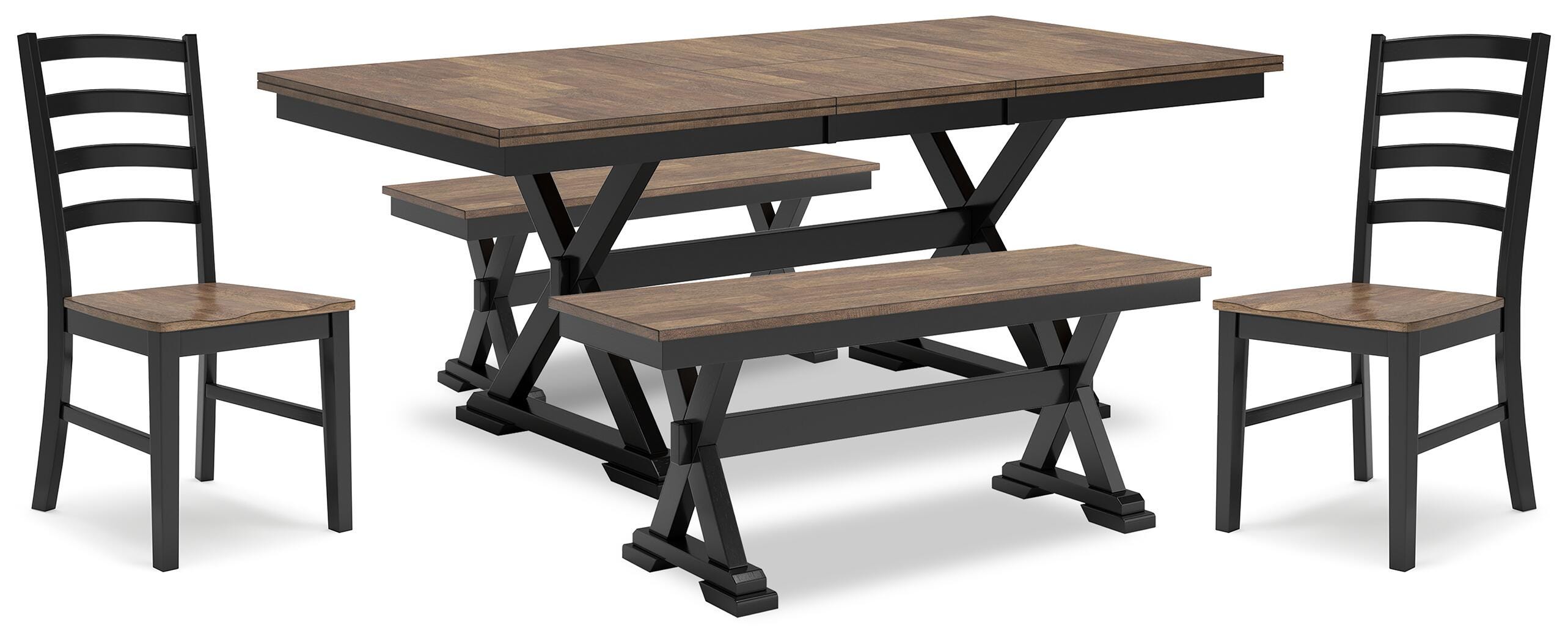 Mesa de comedor, 2 sillas y 2 bancos Wildenauer - image 1