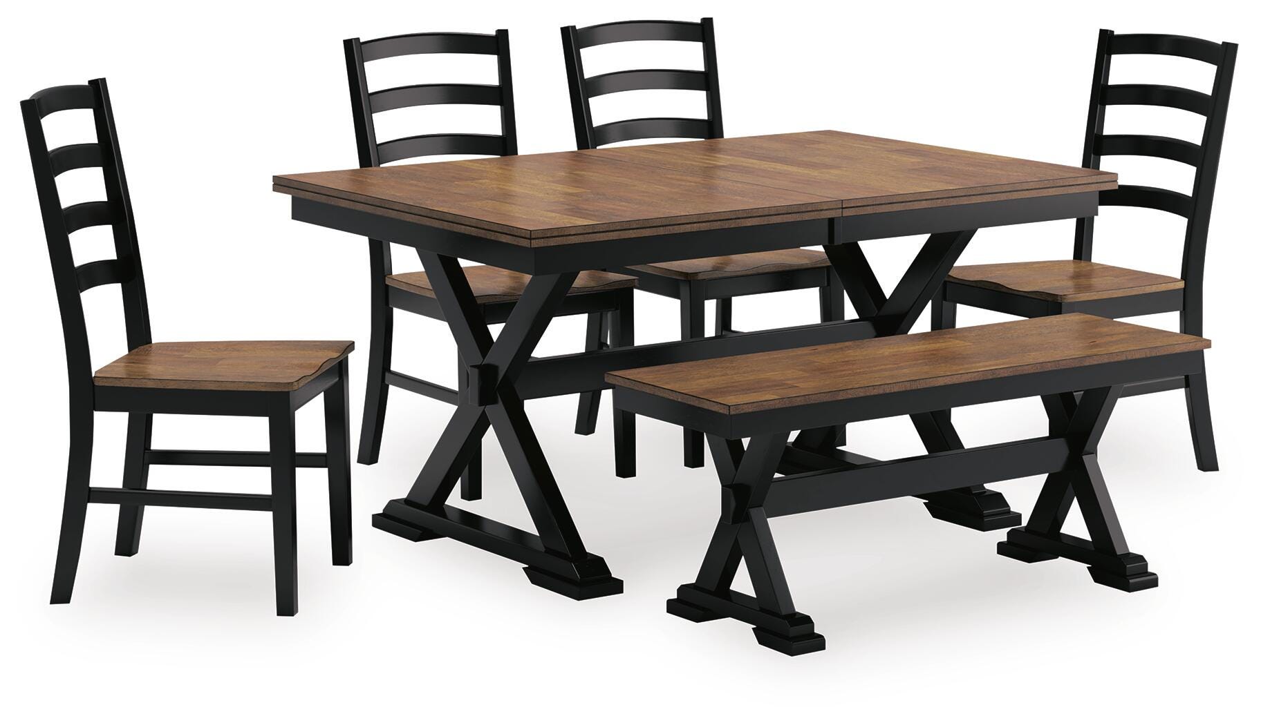 Wildenauer Dining Table, 4 Chairs and Bench